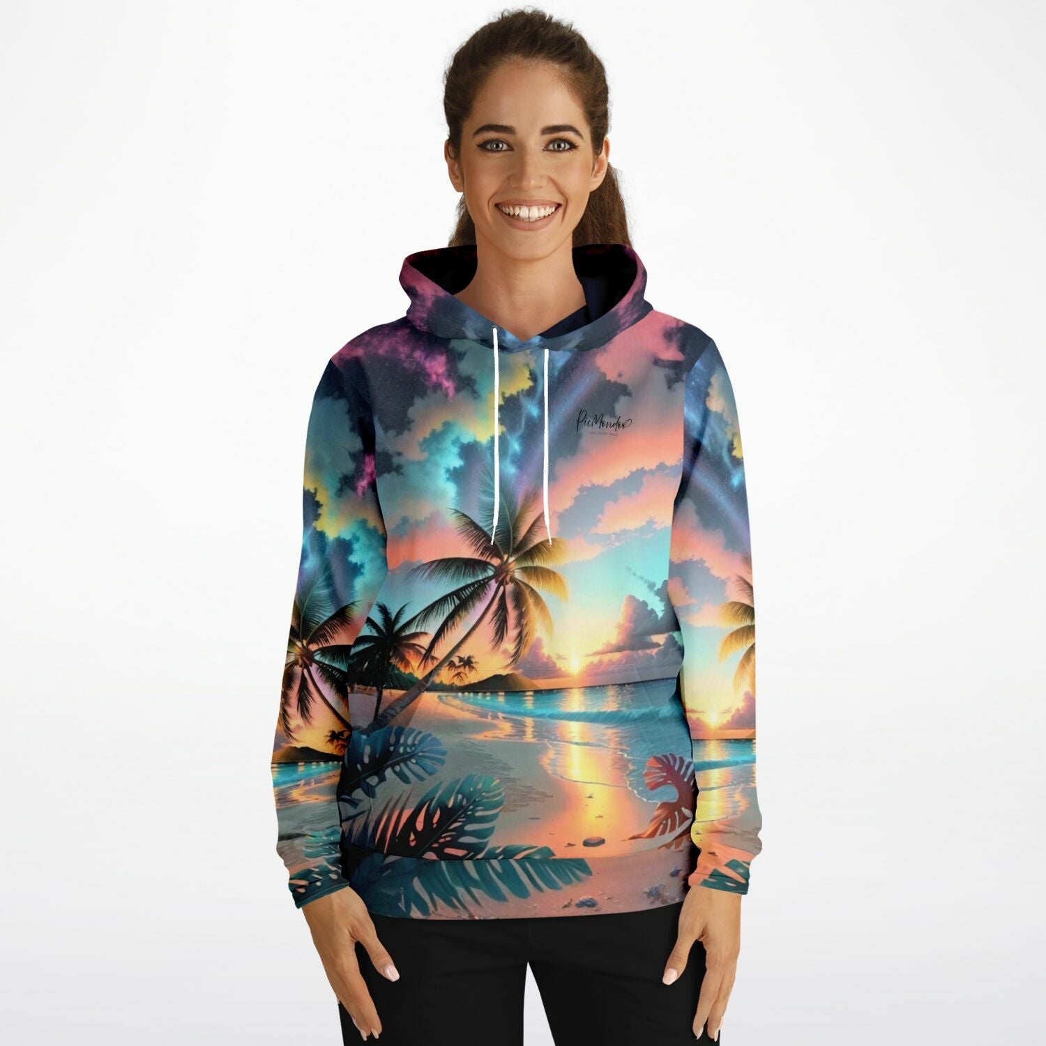 Dreamer Hoodie - Palme im bunten Abendhimmel