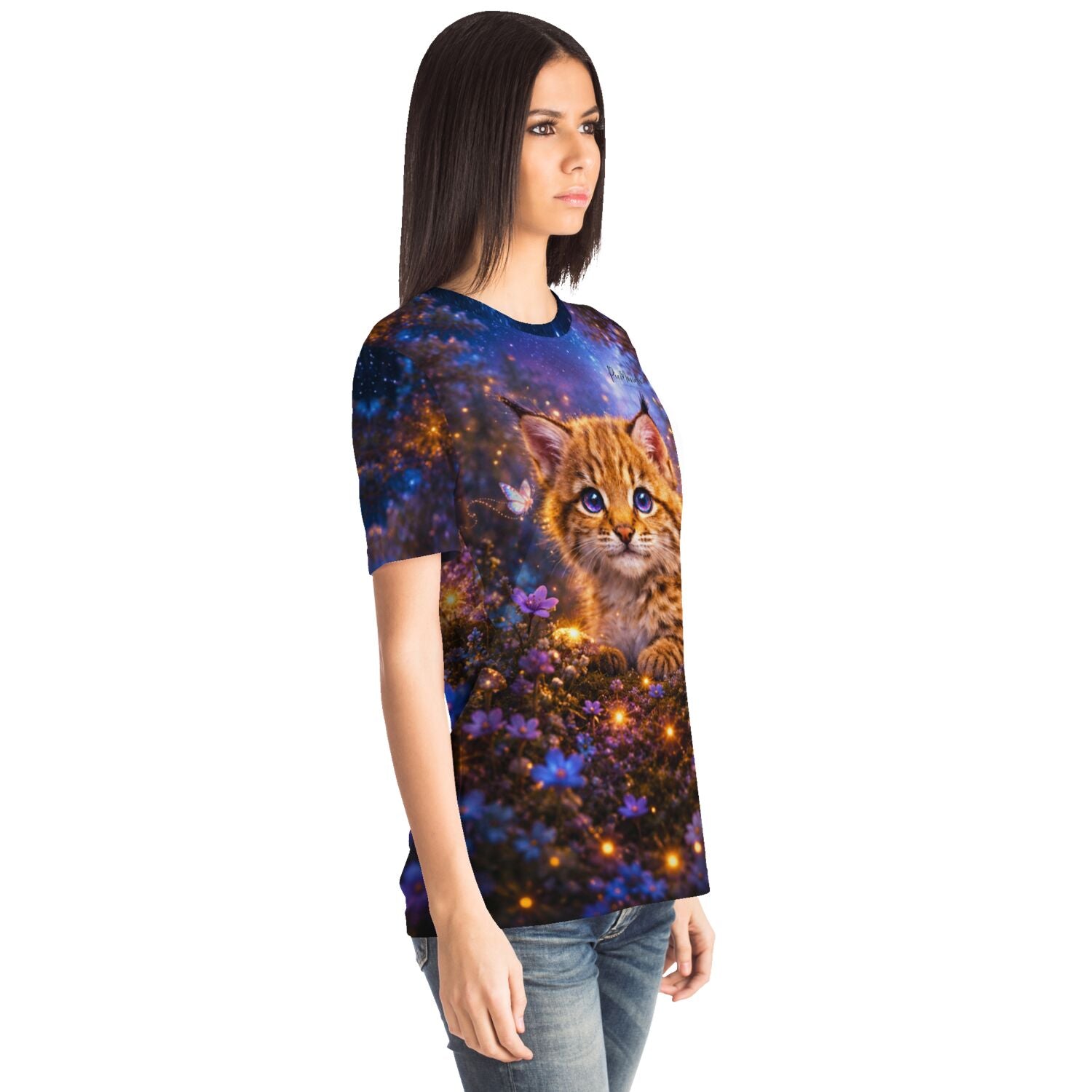 T-Shirt mit Luchs-Motiv im Stil eines Diamond Painting Kunstwerks für Fans von Malen nach Zahlen und DIY-Designs
