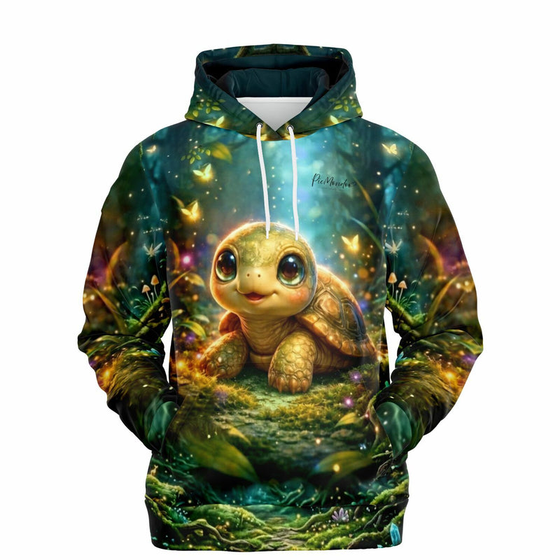 Dreamer Hoodie mit niedlicher Schildkröte im magischen Wald, passend zum Stil unserer Diamond Painting Motivwelten.