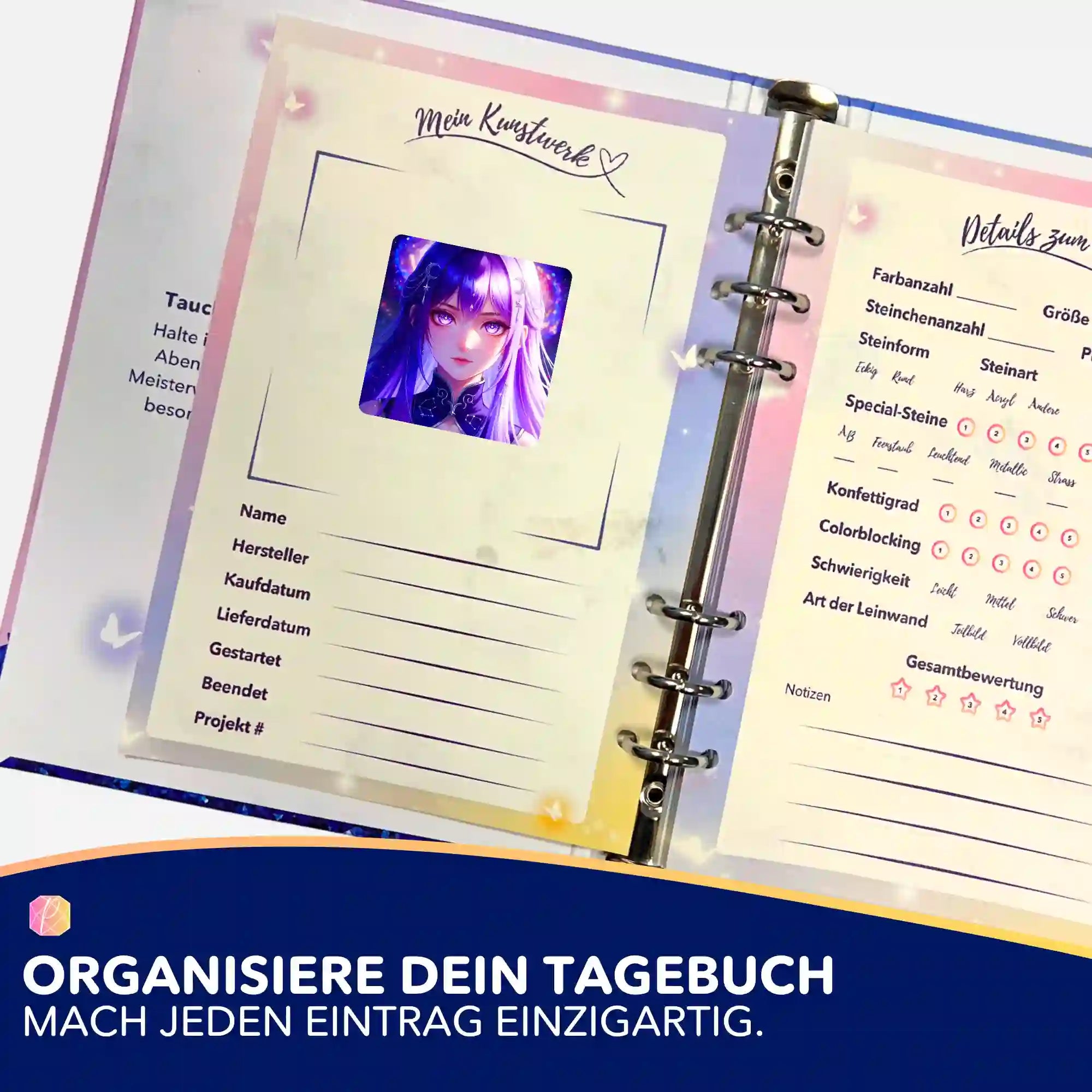 Aufkleber 5er-Set - Purple Moon Star
