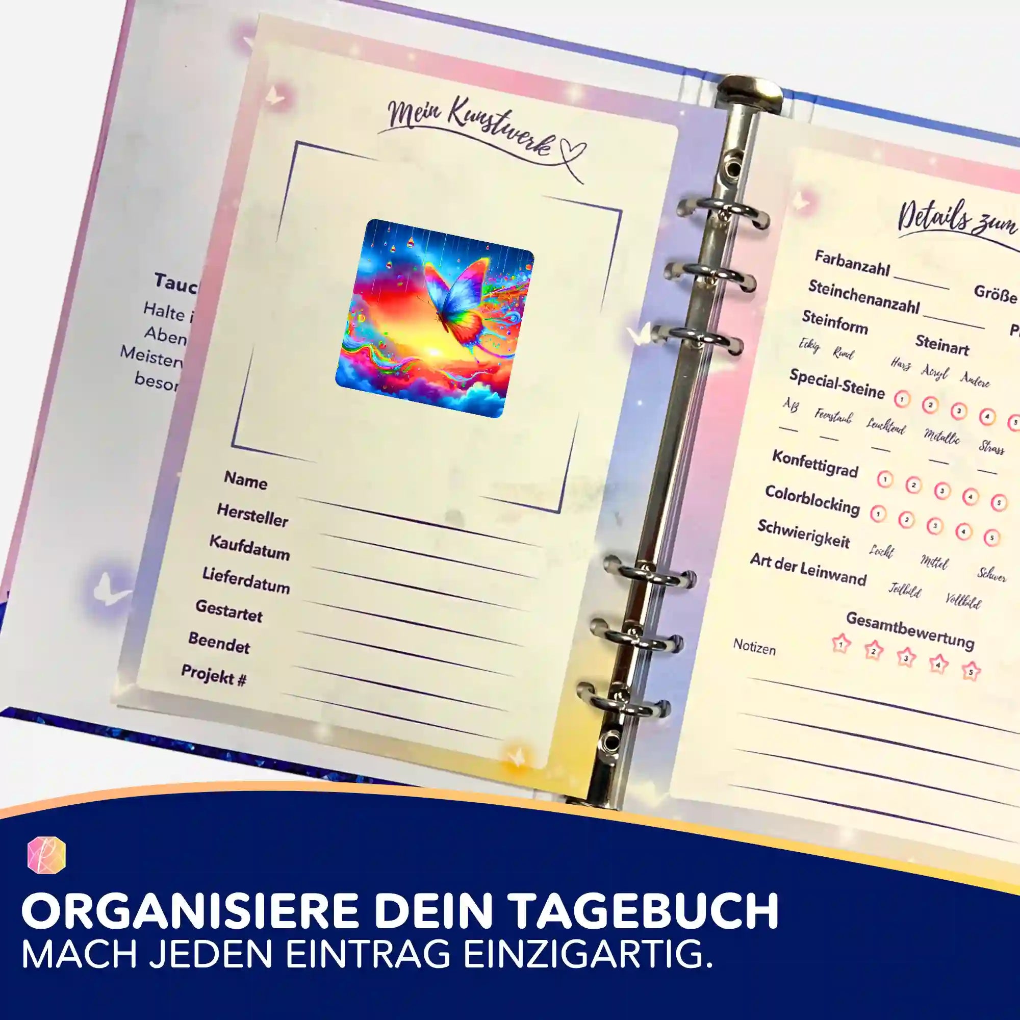 Aufkleber 5er-Set - Schmetterlinge im Regenbogenfluss