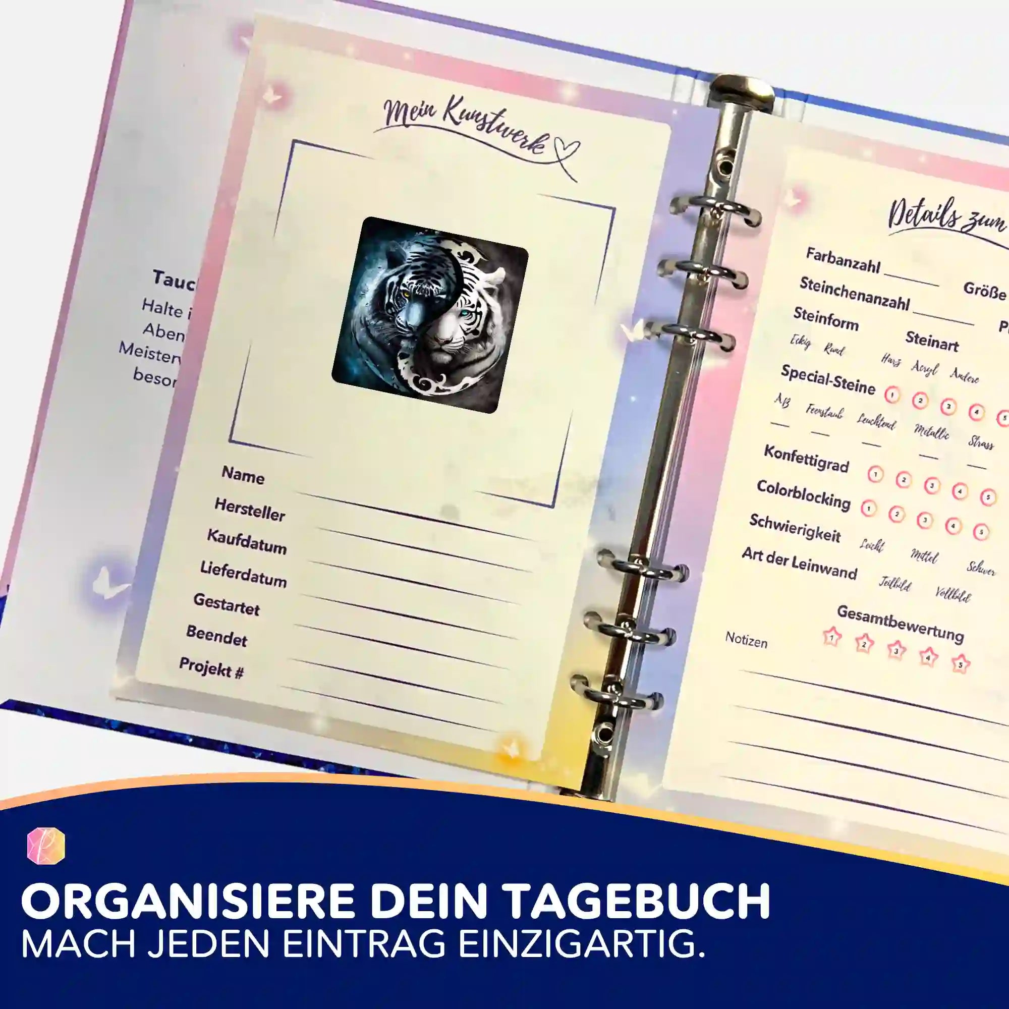 Aufkleber 5er-Set - Tiger "Ying und Yang"