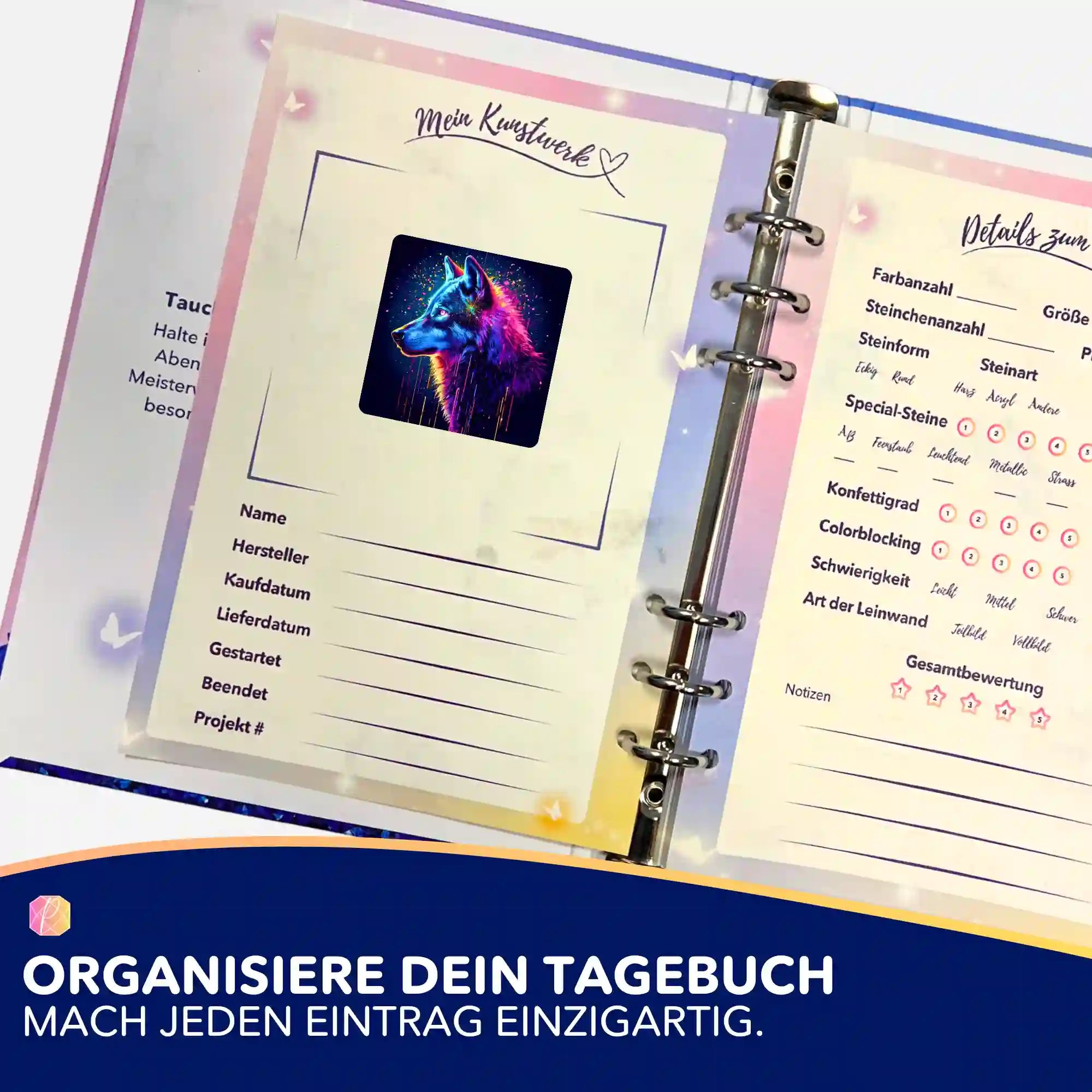 Aufkleber 5er-Set - Krafttier Wolf: Klarheit & Instinkt