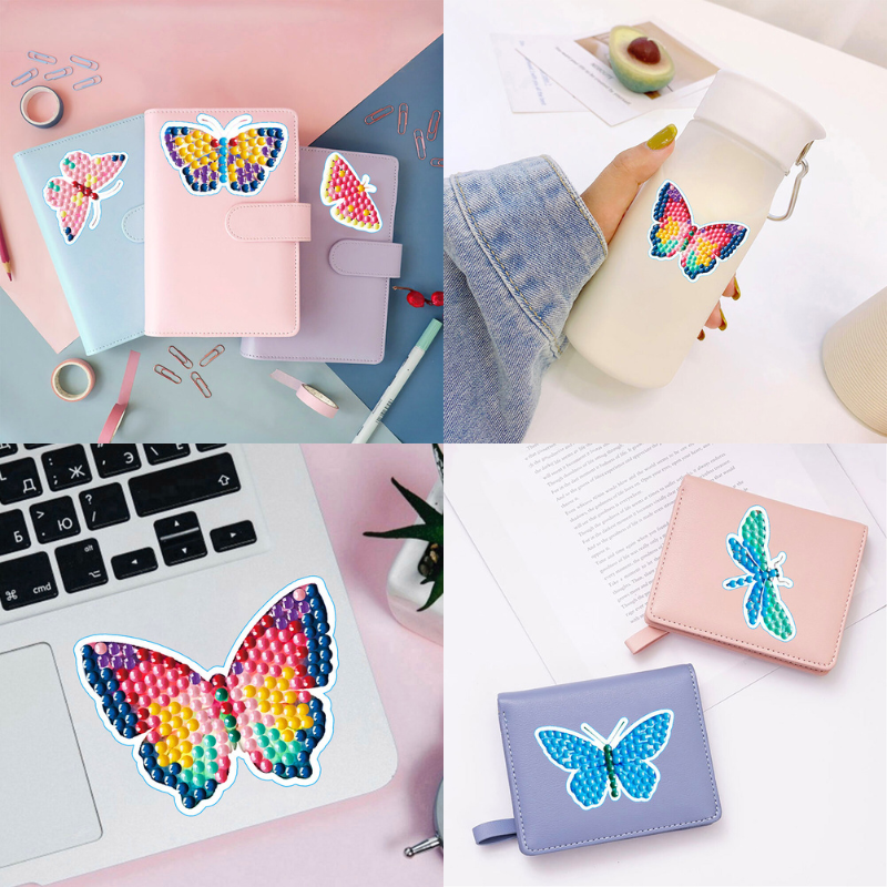Diamond Painting Sticker Set XL - Bunte Schmetterlinge