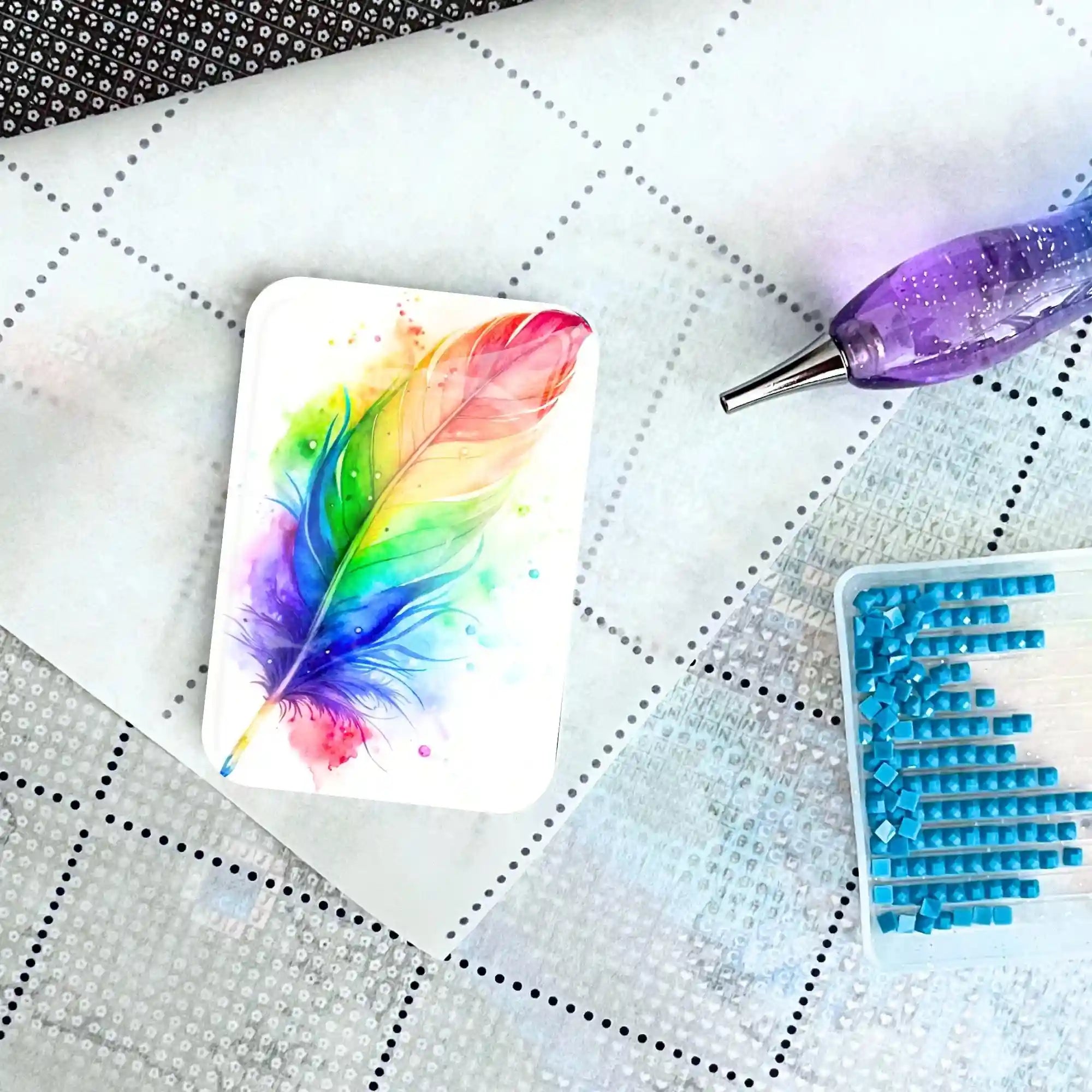 Cover Minder - Rainbow Feather