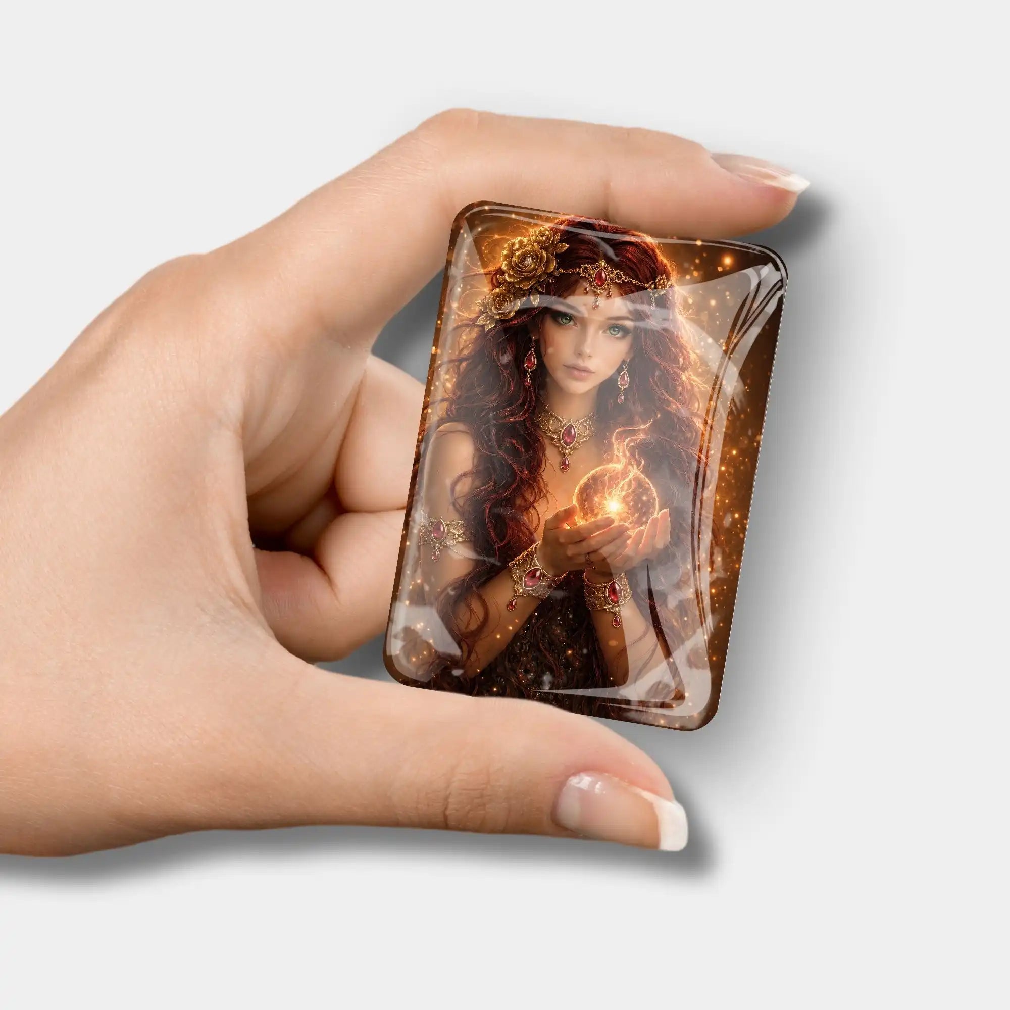 Glas Cover Minder Göttin der Sonne mit Magnet als praktisches Zubehör für Diamond Painting und Bastelprojekte