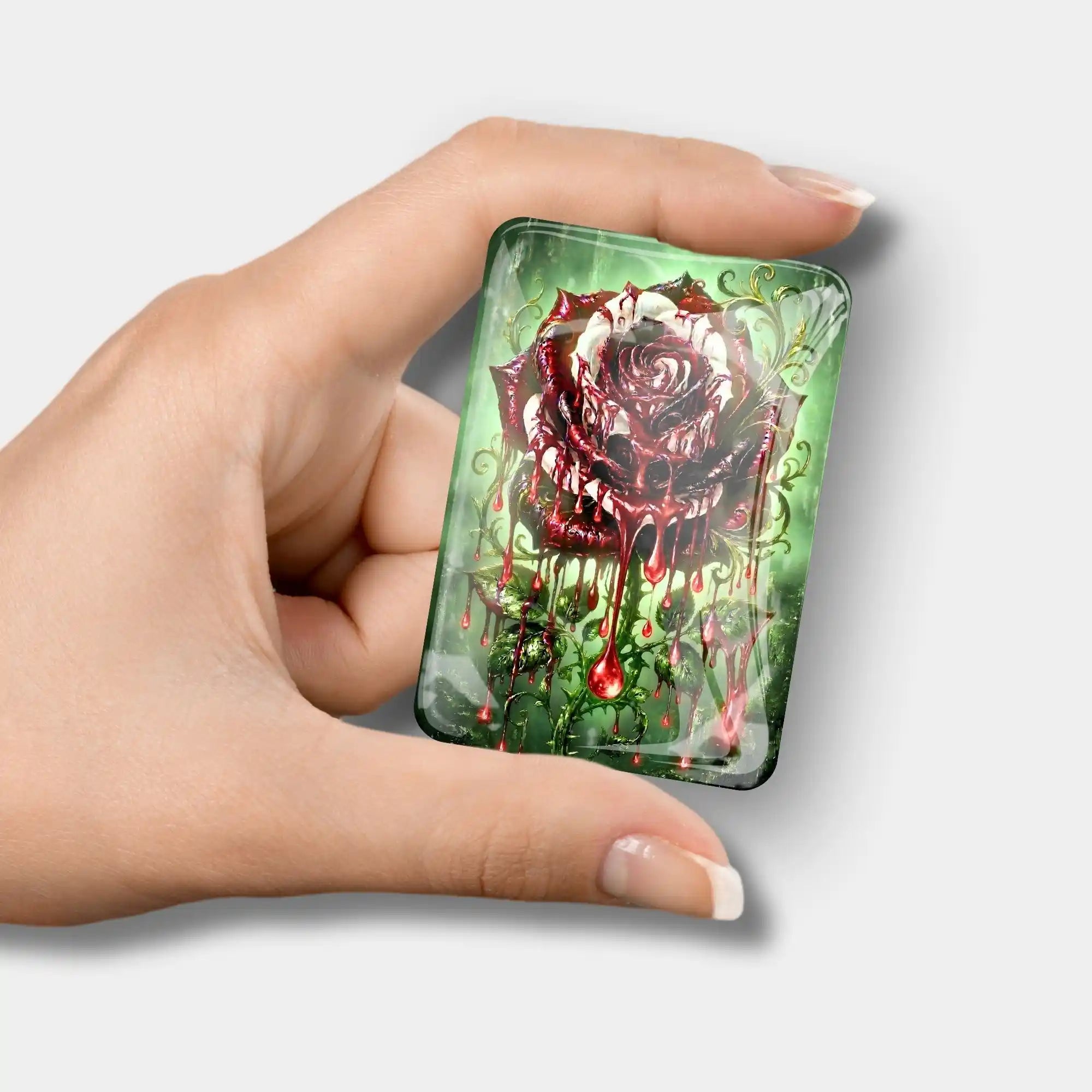 Glas Cover Minder mit Rosen-Motiv als praktisches Zubehör für Diamond Painting und Bastelprojekte