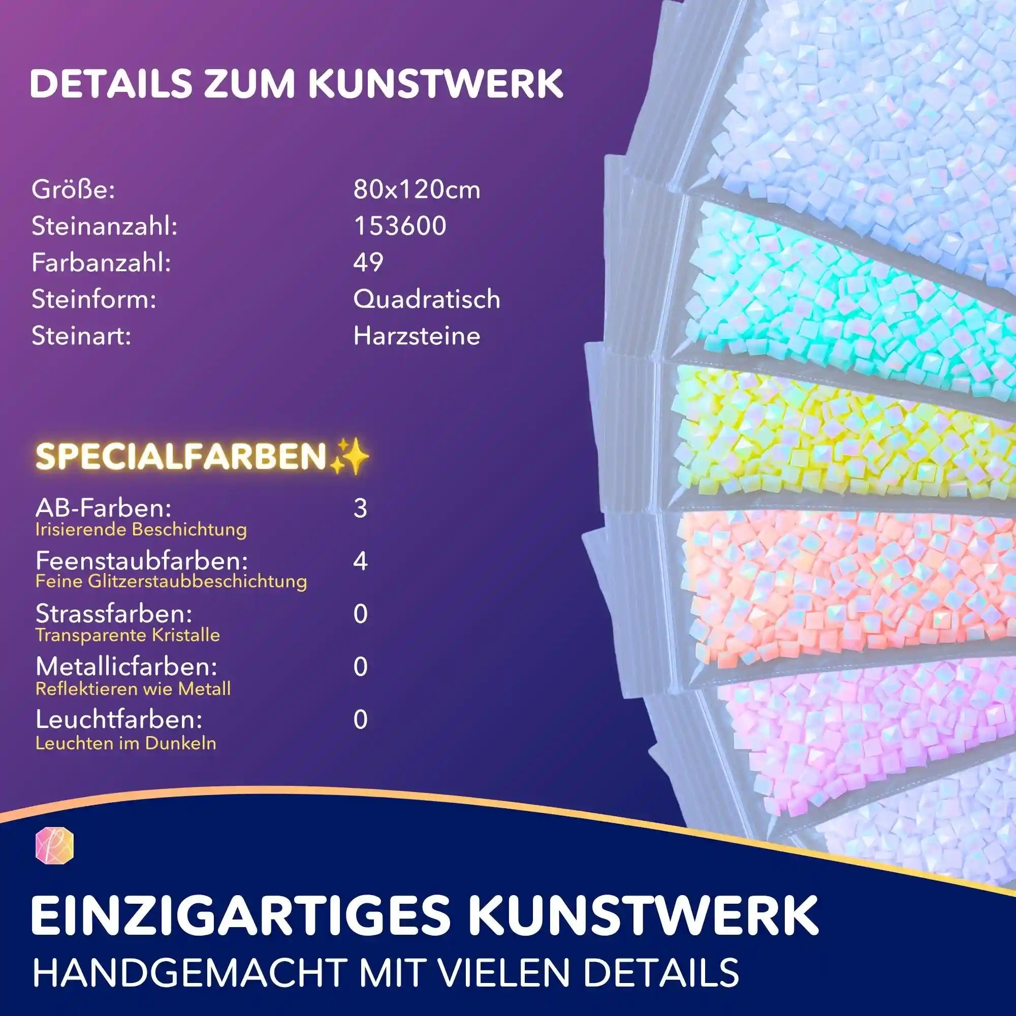 Diamond Painting Set XXL mit quadratischen Steinen in Specialfarben für detaillierte magische Wald-Motive.