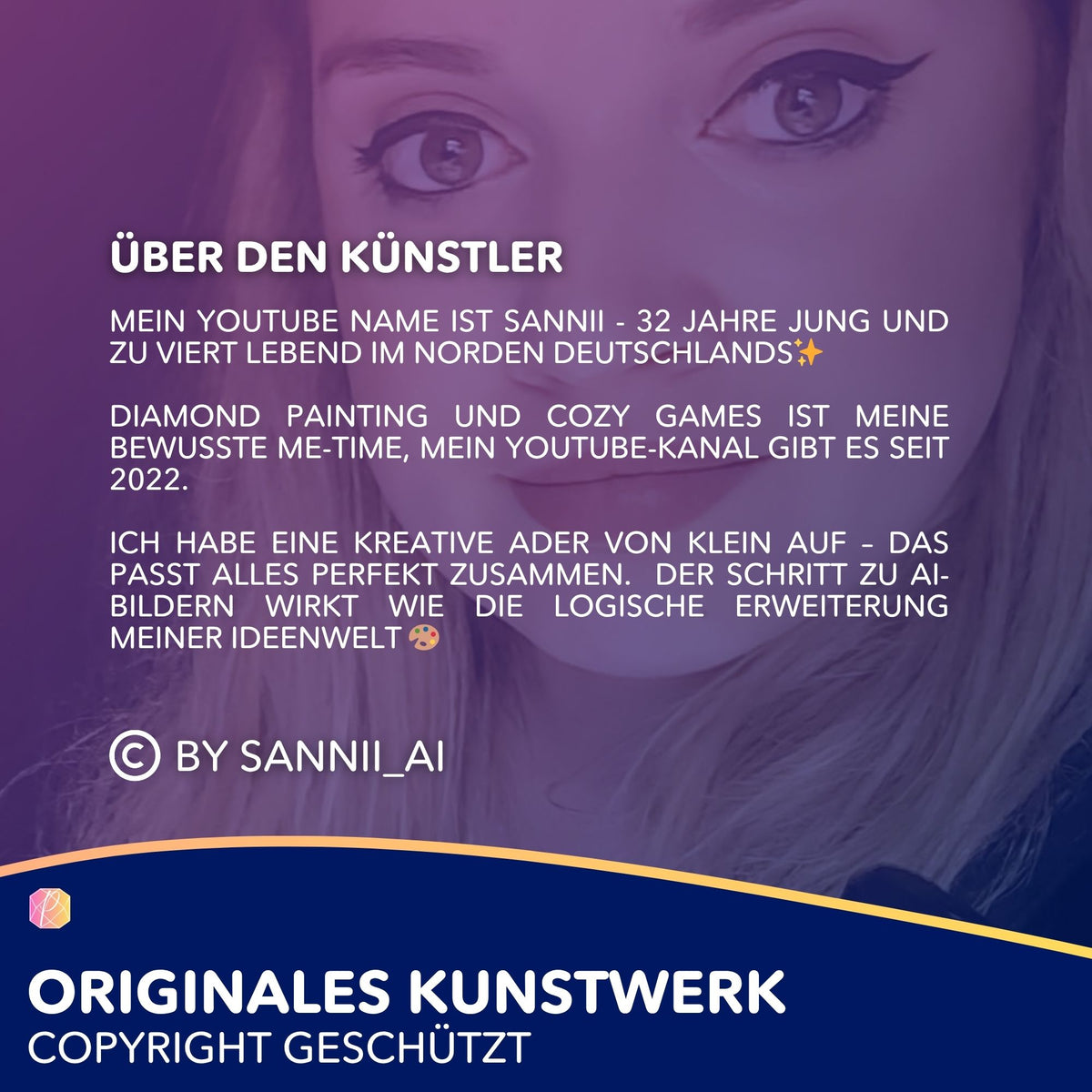 Künstlerporträt für Sannii´s Diamond Painting Kollektion mit Igel Motiv Hermine