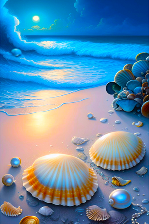 Diamond Painting - Strand im Nachtglanz