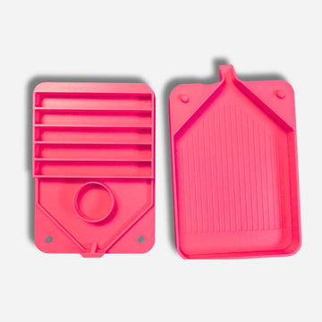 Pinkes 3D-gedrucktes Diamond Painting Schiffchen mit Sortierfächern von Picmondoo für einfaches Diamanten Painting.