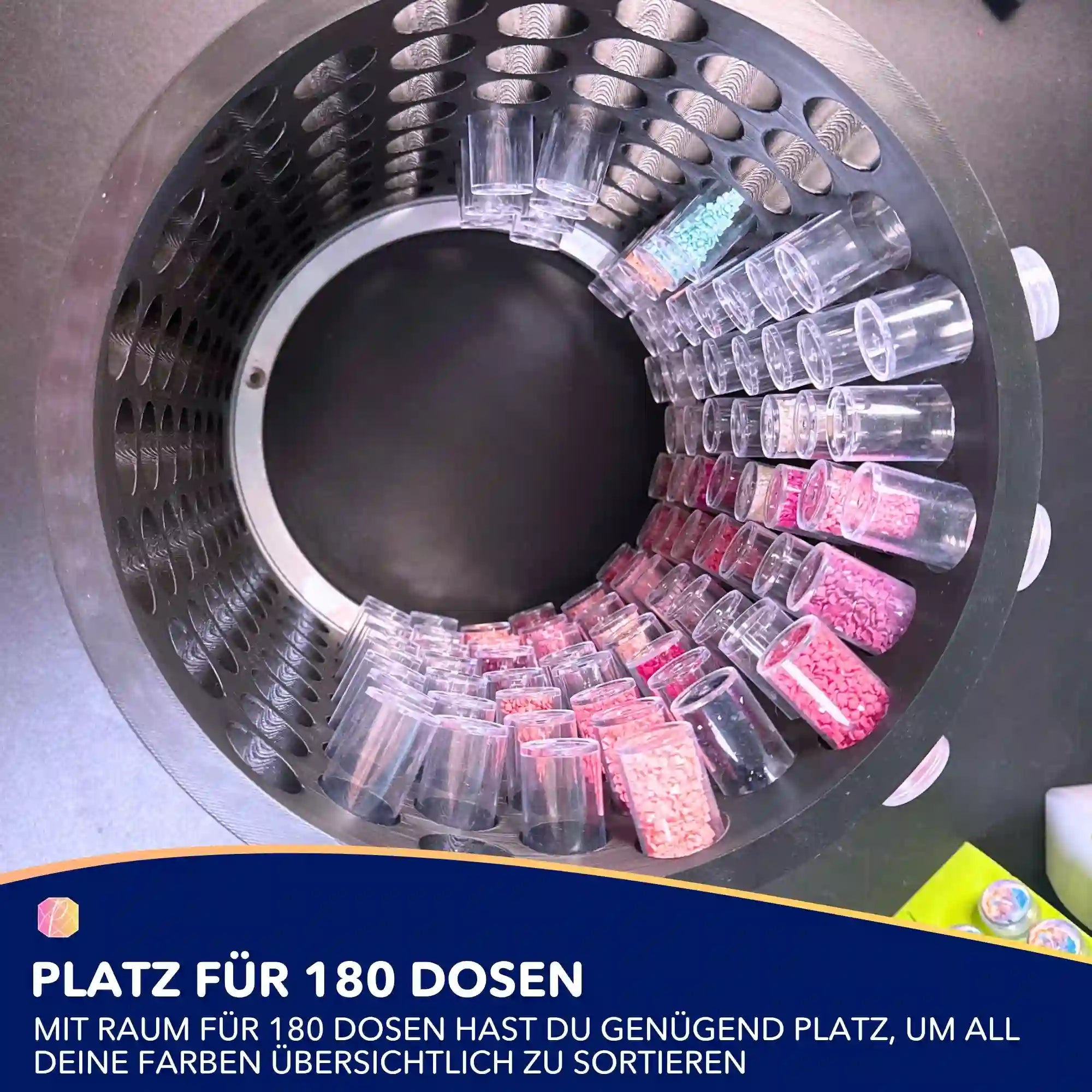 3D Magic Dosenrondell für Diamond Painting zur übersichtlichen Aufbewahrung von 180 Farbdosen auf dem Basteltisch