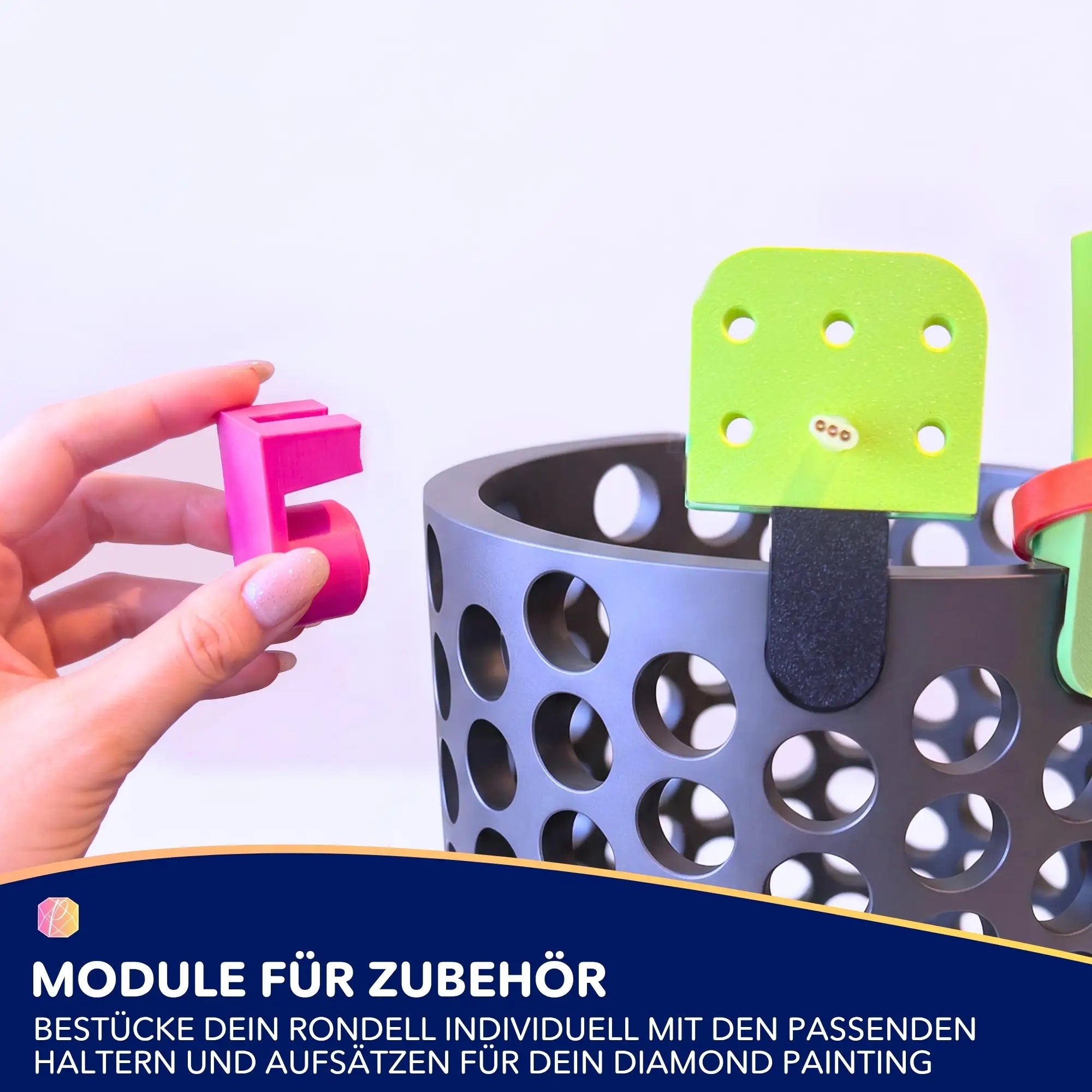 3D Magic Dosenrondell als Diamond Painting Organizer mit bunten Modulen für die perfekte Aufbewahrung von Bastelzubehör