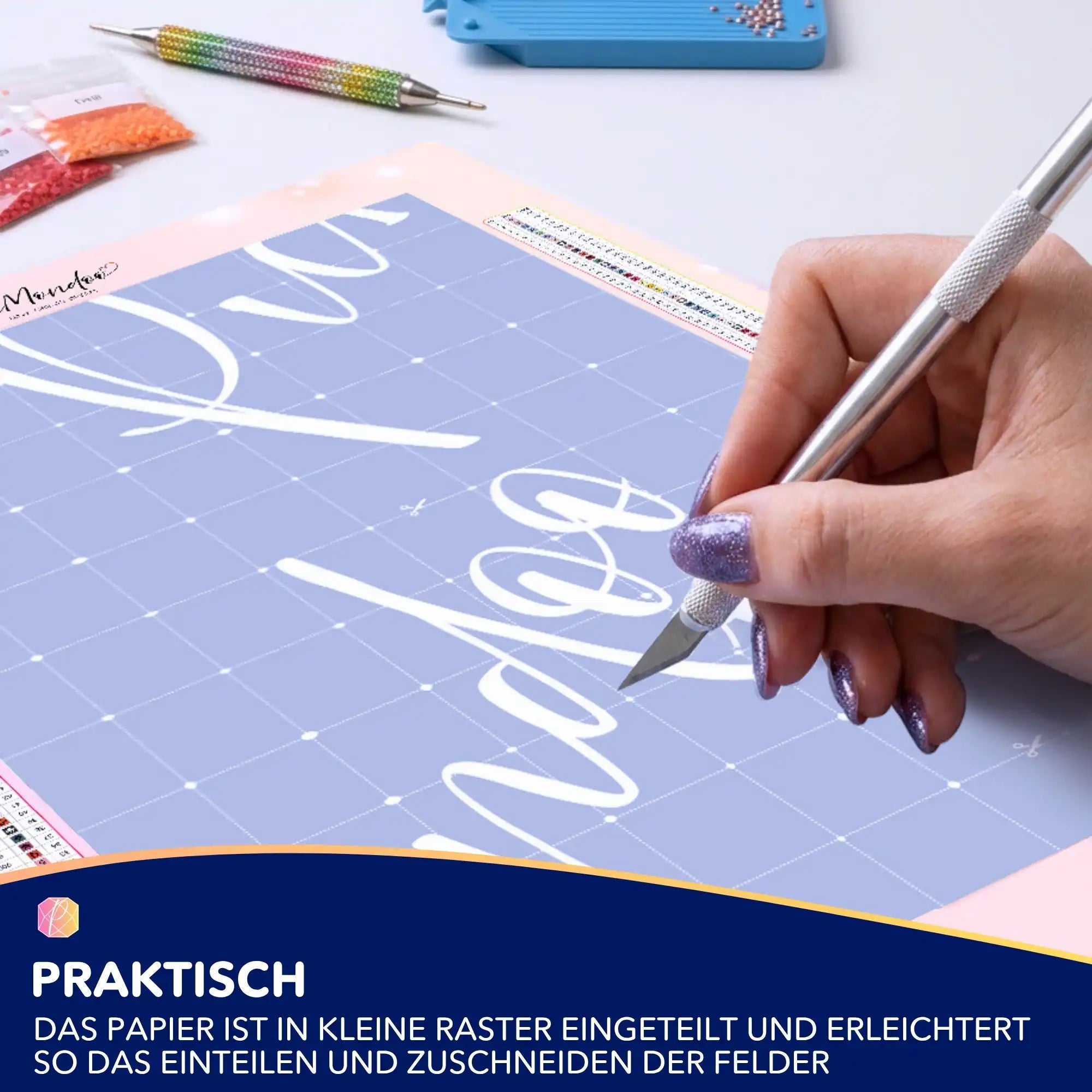 Mystery Silikonpapier für Diamond Painting mit praktischem Raster zum Zuschneiden für individuelle Diamanten Painting Projekte