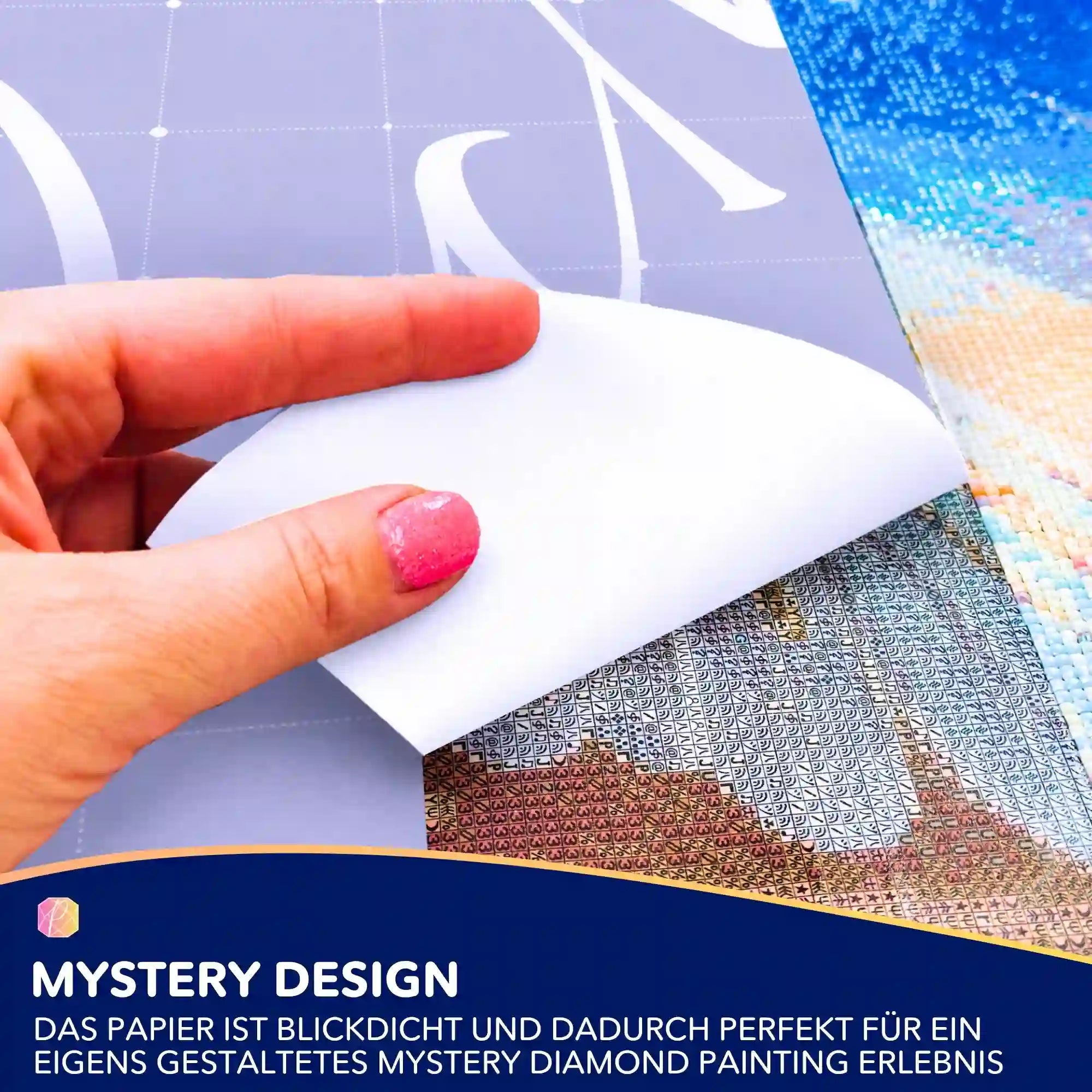 Blickdichtes Mystery Silikonpapier für Diamond Painting auf einer Motiv-Leinwand zur Gestaltung von Überraschungsprojekten