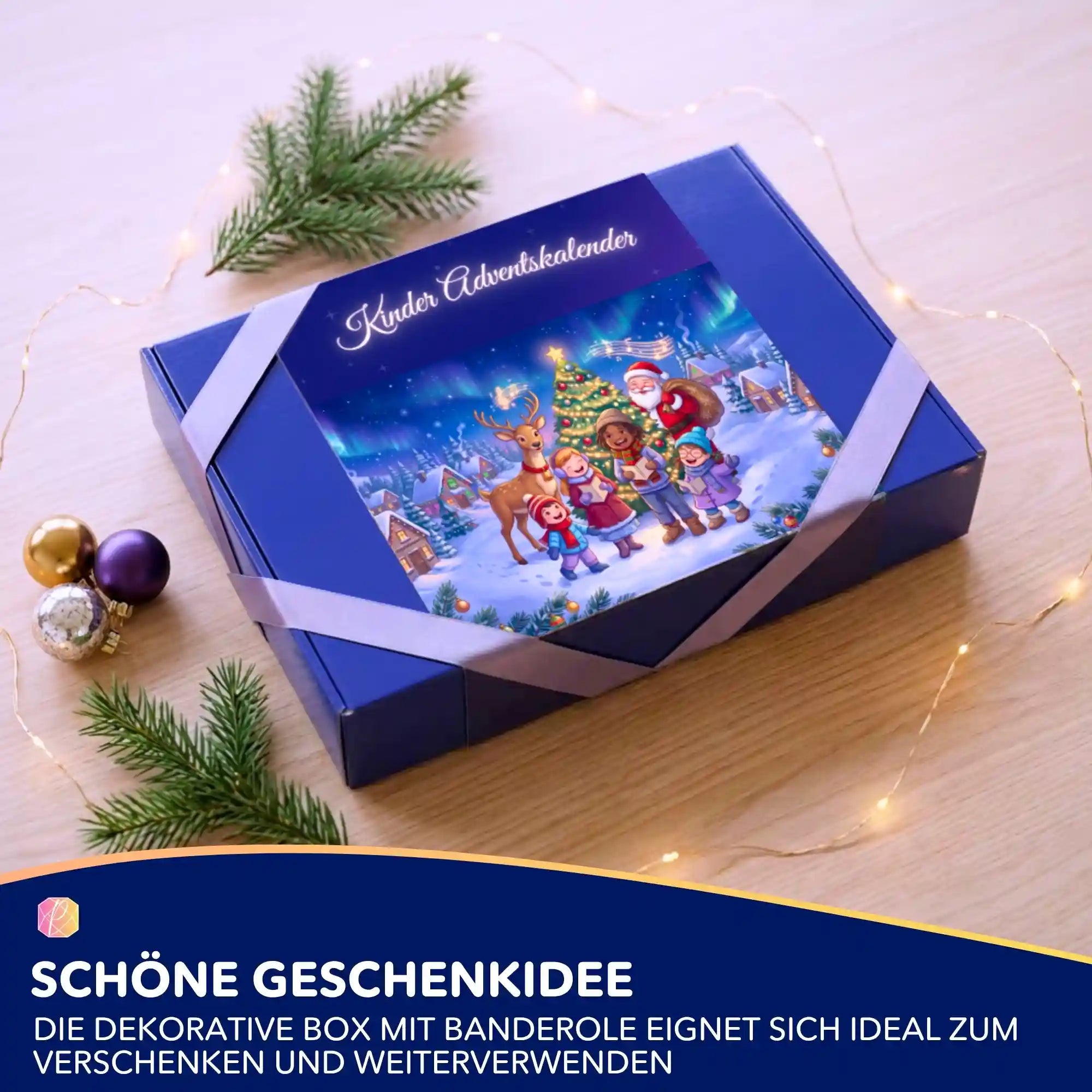 Picmondoo Diamond Painting Adventskalender für Kinder mit weihnachtlichem Rentier- und Weihnachtsmann-Motiv