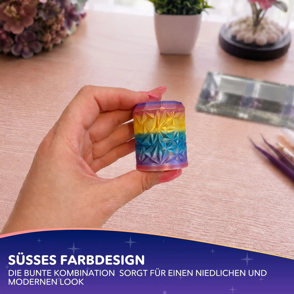 Bunter Cover Minder Mülleimer für Diamond Painting Zubehör: Praktischer Tischmülleimer mit magnetischem Halter