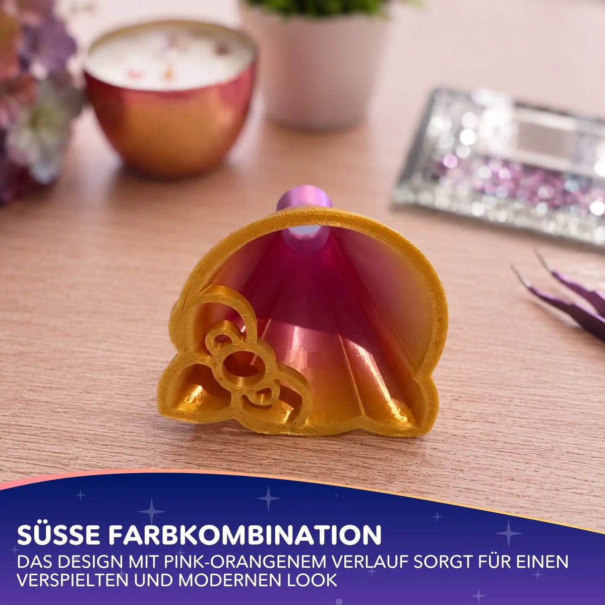 Katzentrichter für Diamond Painting in Pink-Orange zum einfachen Umfüllen von Steinchen für DIY-Bastelsets