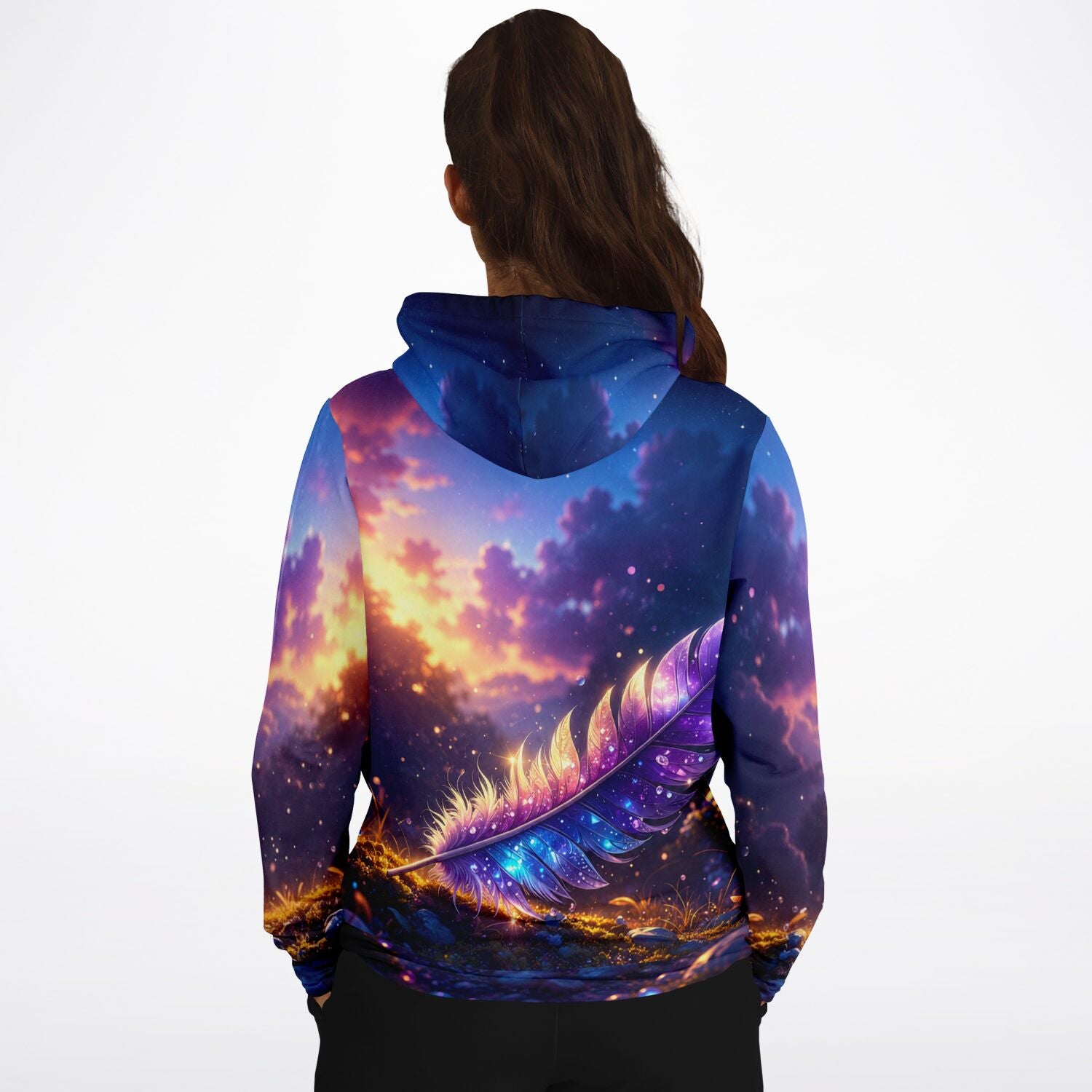 Dreamer Hoodie mit Feder im Sternenlicht Motiv, passend im Stil zu Diamond Painting und Malen nach Zahlen Designs