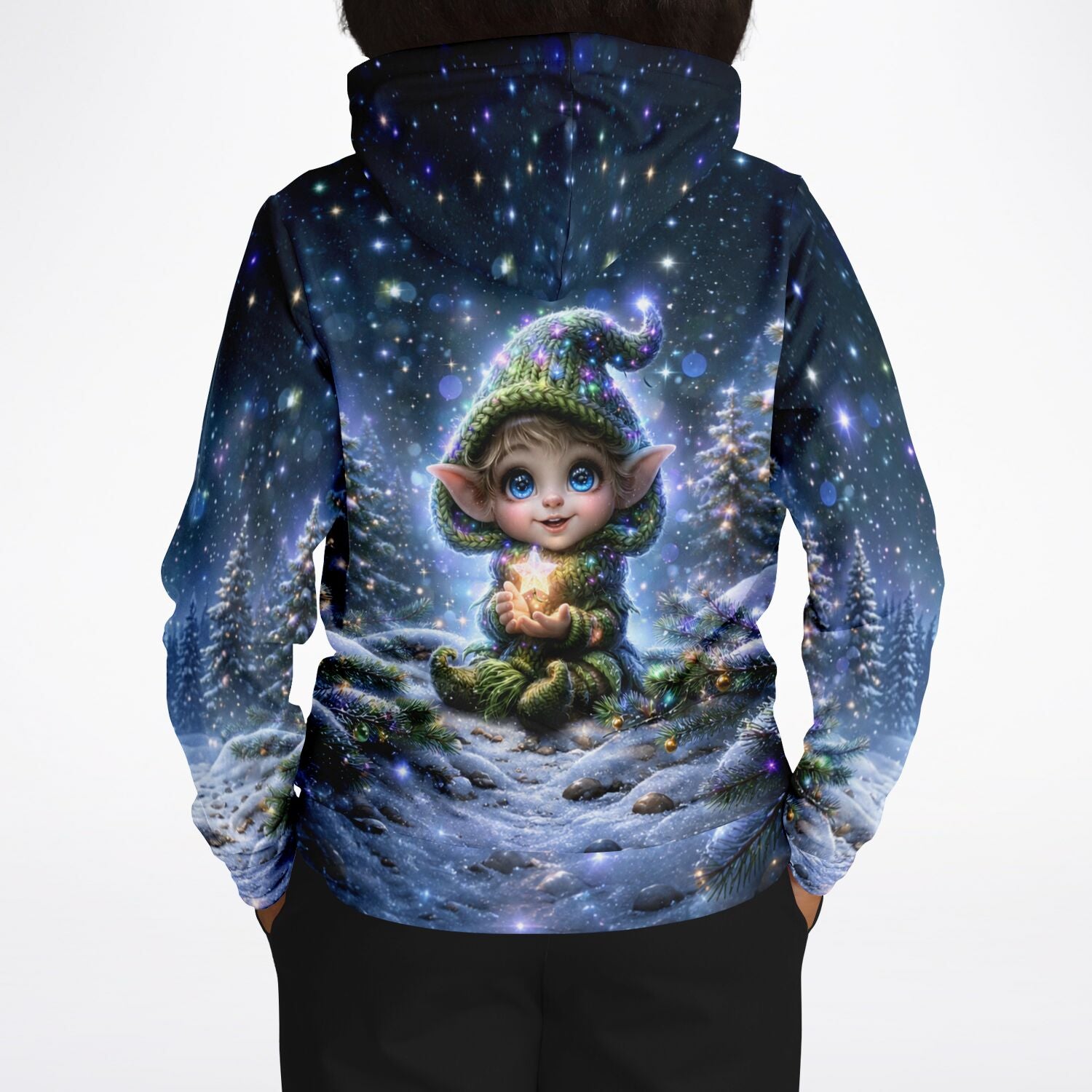 Dreamer Hoodie mit magischem Elfen-Motiv und leuchtenden Sternen, ideal für Fans von Diamond Painting und DIY-Kunst