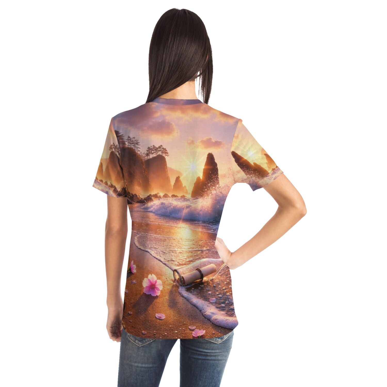 T-Shirt mit Strand-Motiv 'Was das Meer bewahrt', ideal als Vorlage für Diamond Painting oder Malen nach Zahlen