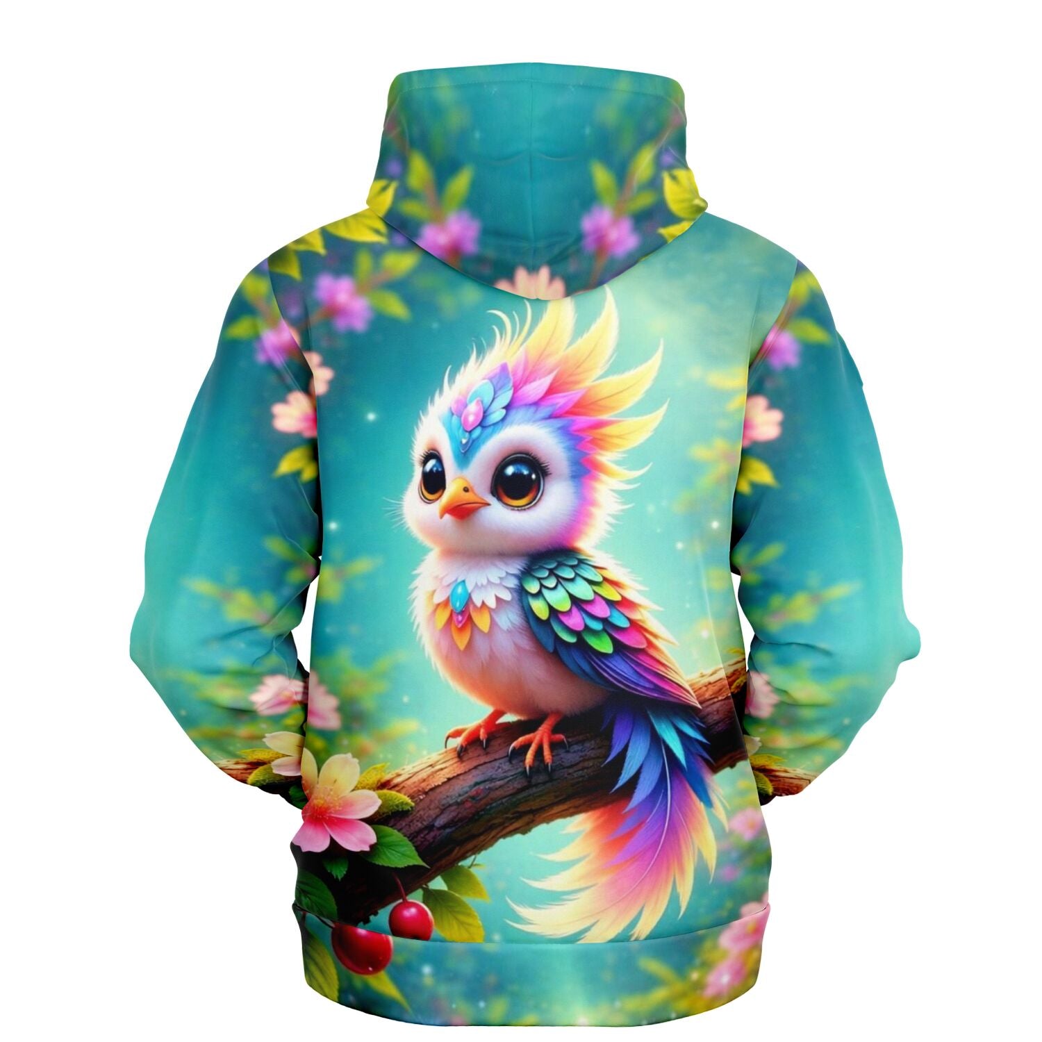 Hoodie mit buntem Vogel Motiv im Diamond Painting Stil, ideal für Fans von Malen nach Zahlen und kreativen DIY Designs.