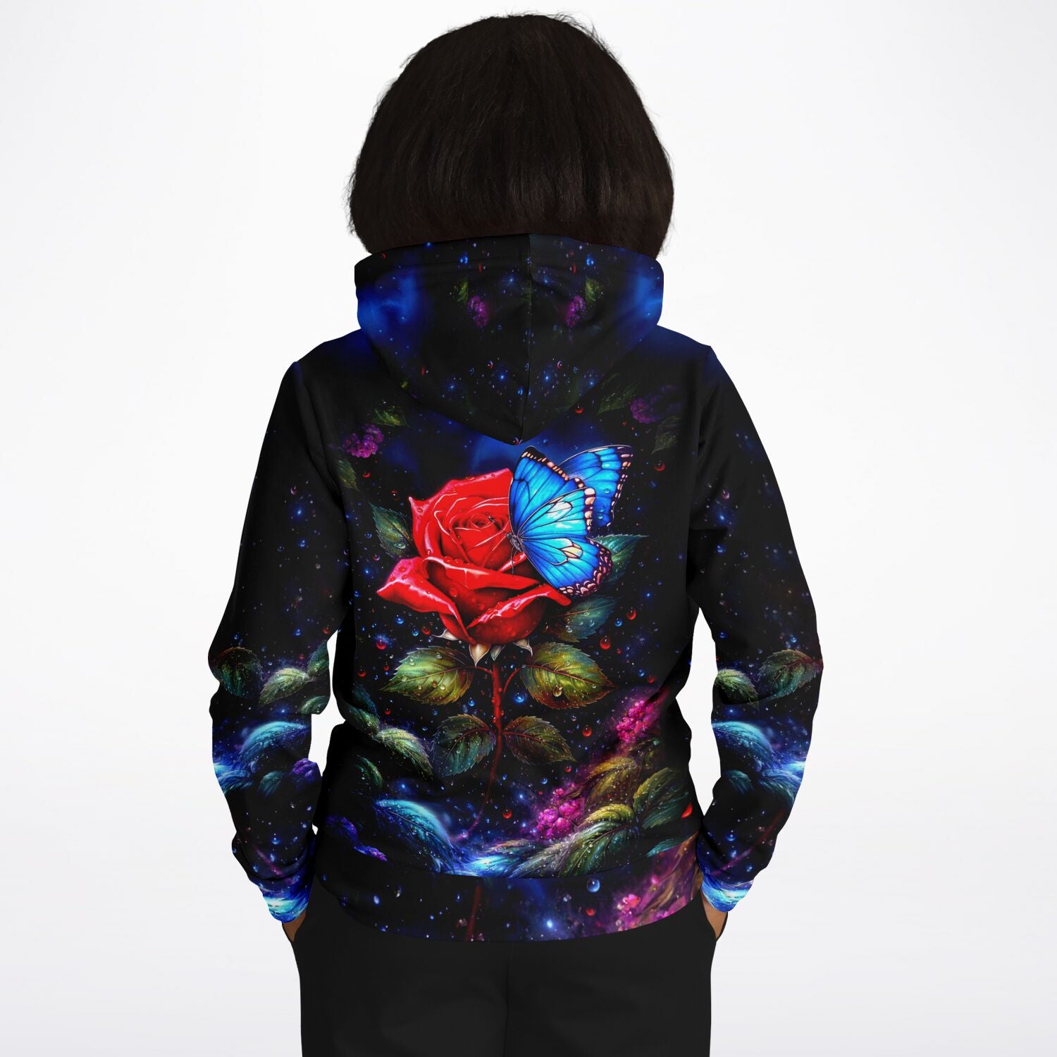 Dreamer Hoodie - Rote Rose trifft blauen Schmetterling