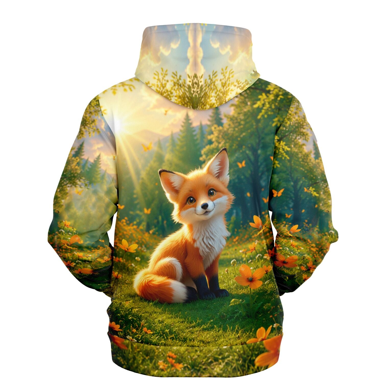 Dreamer Hoodie mit niedlichem Fuchs-Motiv im sonnigen Wald, ideal für Fans von Malen nach Zahlen und kreativen Designs.