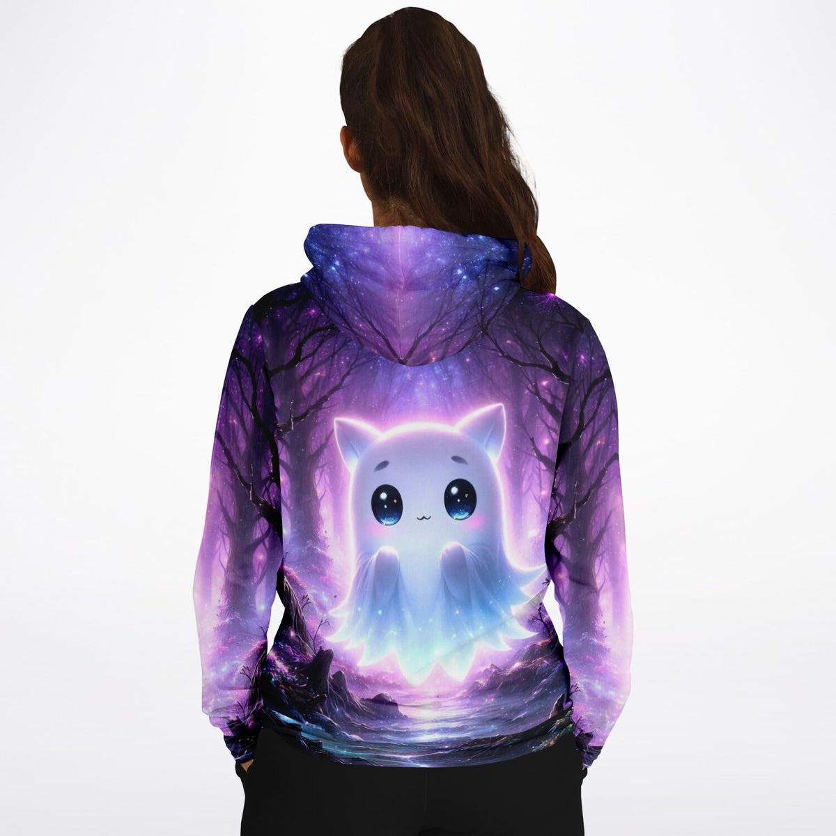 Dreamer Hoodie im AOP-Design mit leuchtendem Geist-Motiv, perfekt für Fans von Diamond Painting und Malen nach Zahlen
