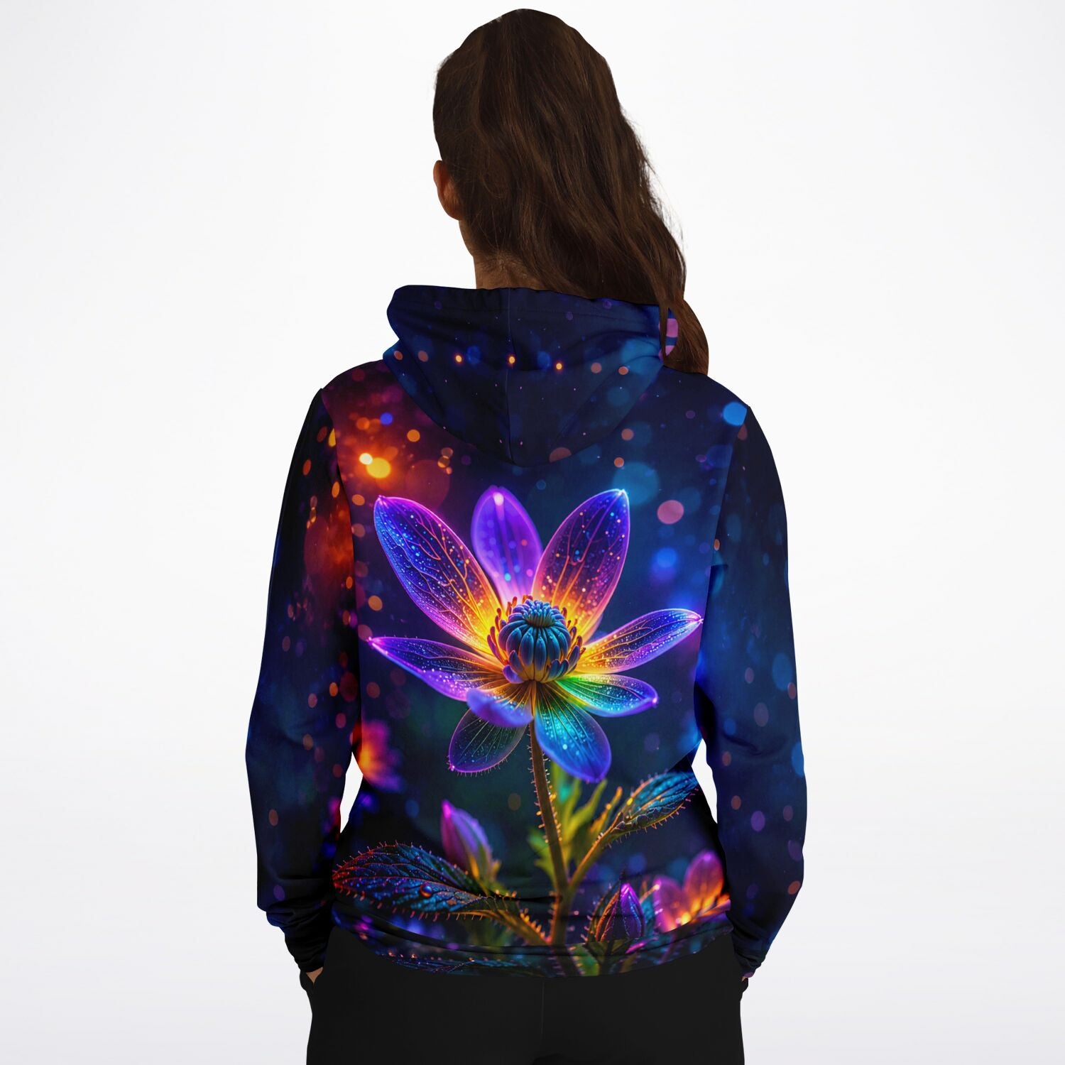 Dreamer Hoodie mit leuchtendem Blumen-Motiv im Stil von Diamond Painting Kunst für Fans von Malen nach Zahlen Designs