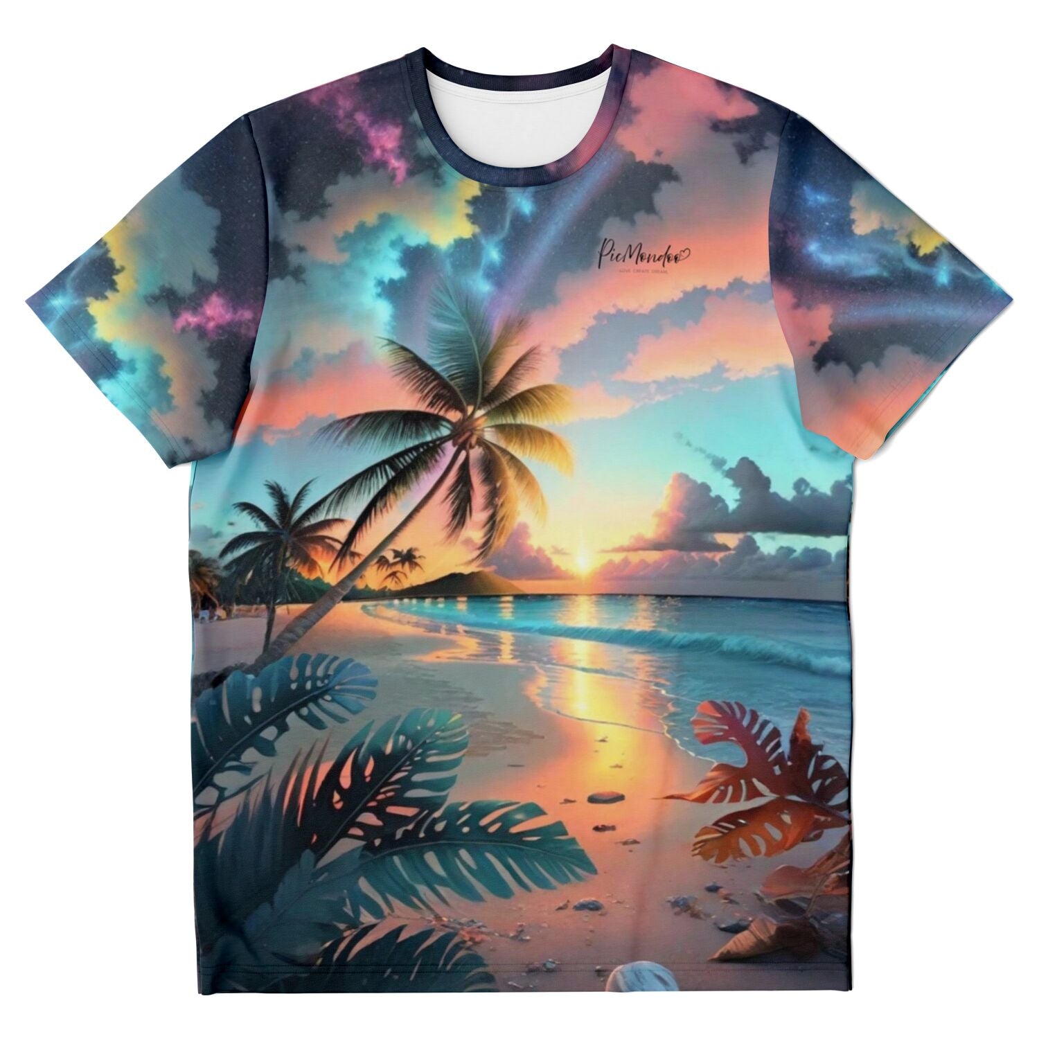 Dreamer T-Shirt - Palme im bunten Abendhimmel