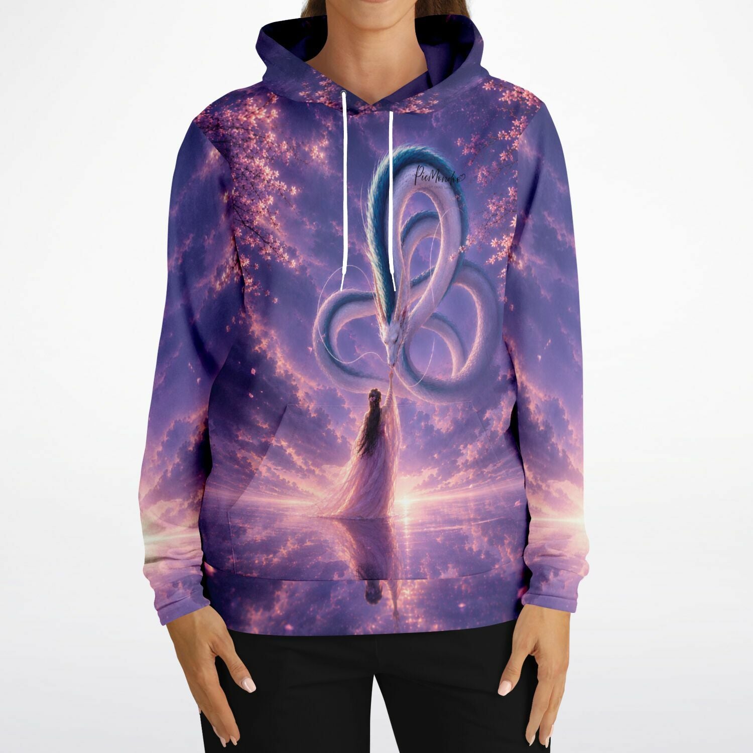 Dreamer Hoodie mit magischem Drachen-Motiv, inspiriert von Diamond Painting Kunst in lila Farbgebung