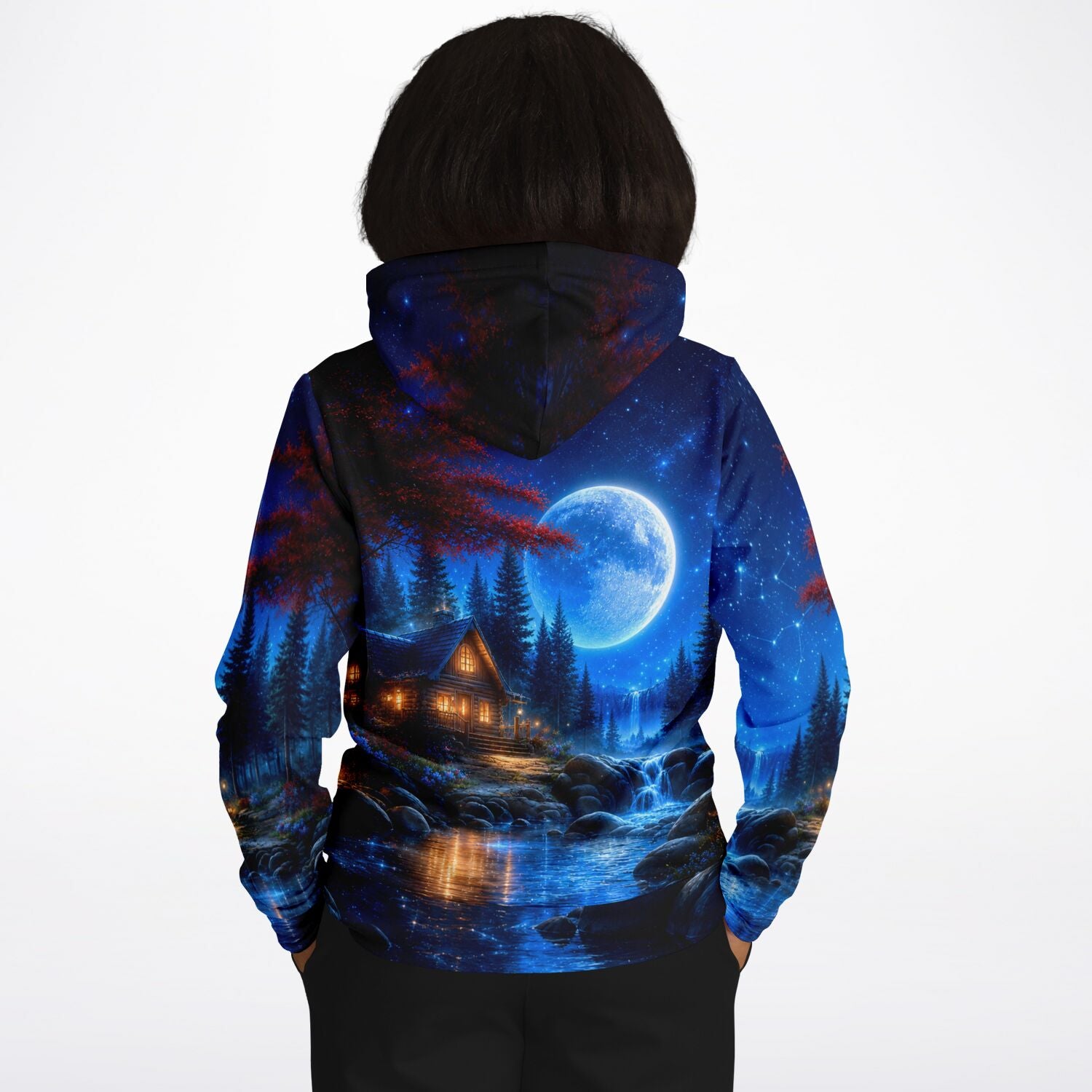 Dreamer Hoodie mit Mondlicht-Landschaft, ideal für Fans von Malen nach Zahlen und Diamond Painting Motiven