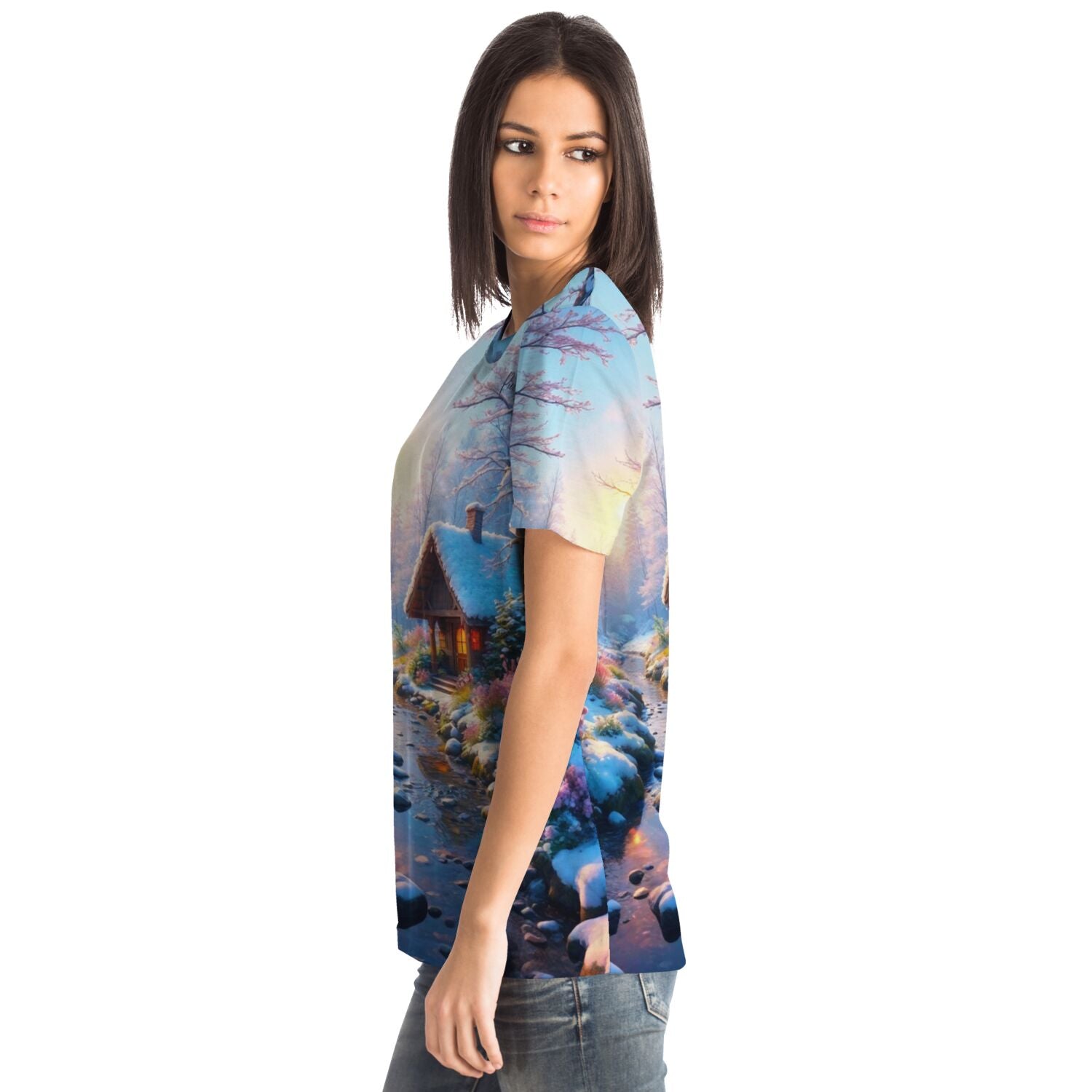Dreamer T-Shirt mit Wintermorgen Motiv, ideal für Fans von Diamond Painting und Malen nach Zahlen Kunstwerken.