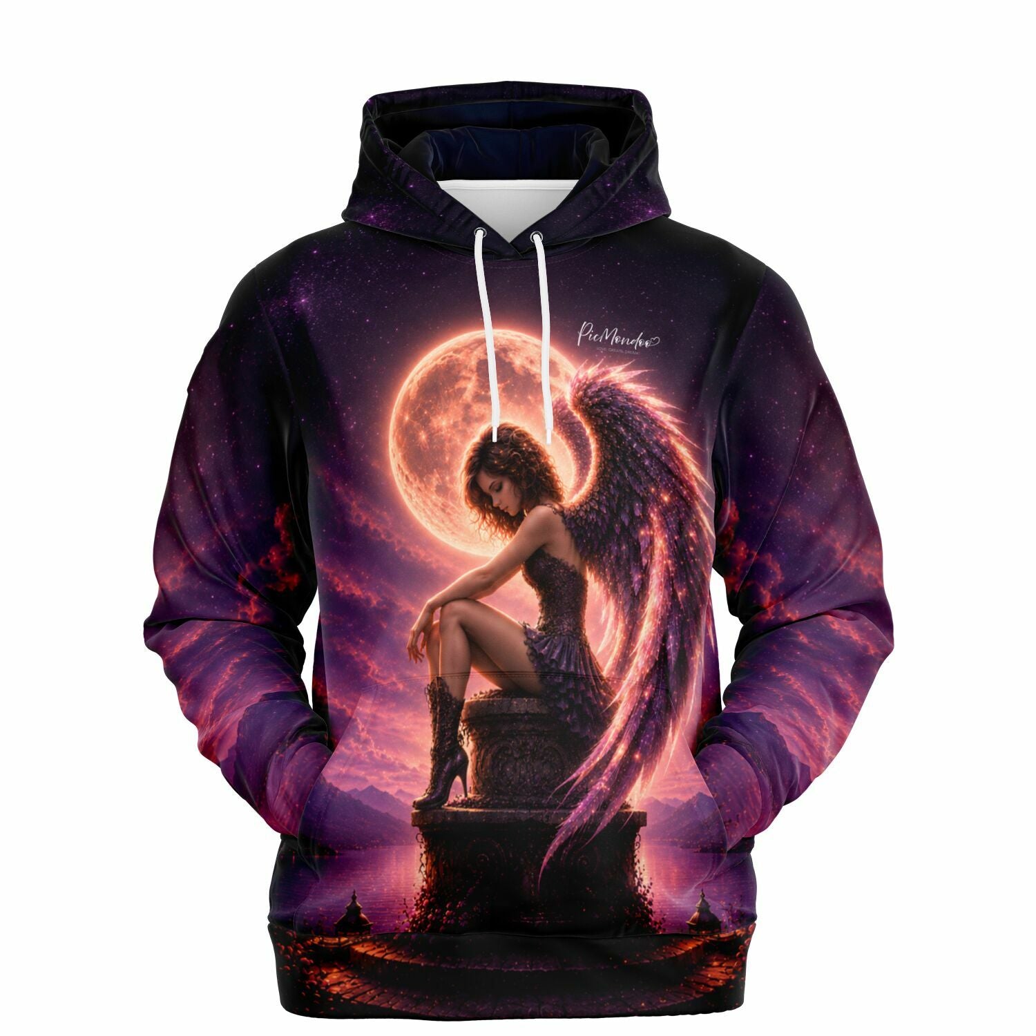Dreamer Hoodie Aurelia Nachtflügel mit Engel-Motiv, perfekt für Fans kunstvoller Prints und Diamond Painting Designs