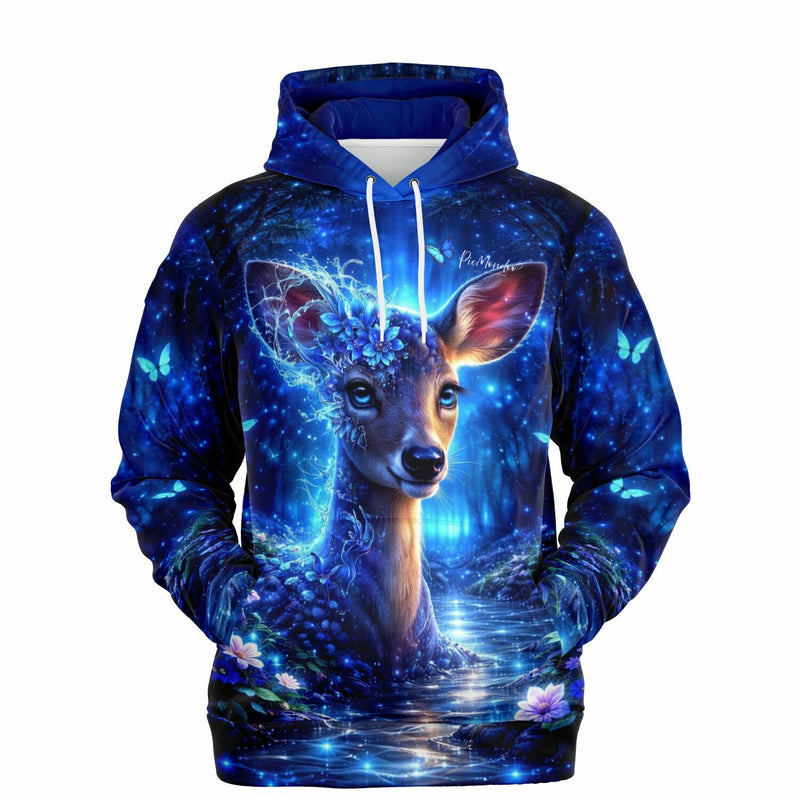 Dreamer Hoodie Hüterin des Herzens mit mystischem Hirsch Motiv in Blau im Stil unserer Diamond Painting und Malen nach Zahlen