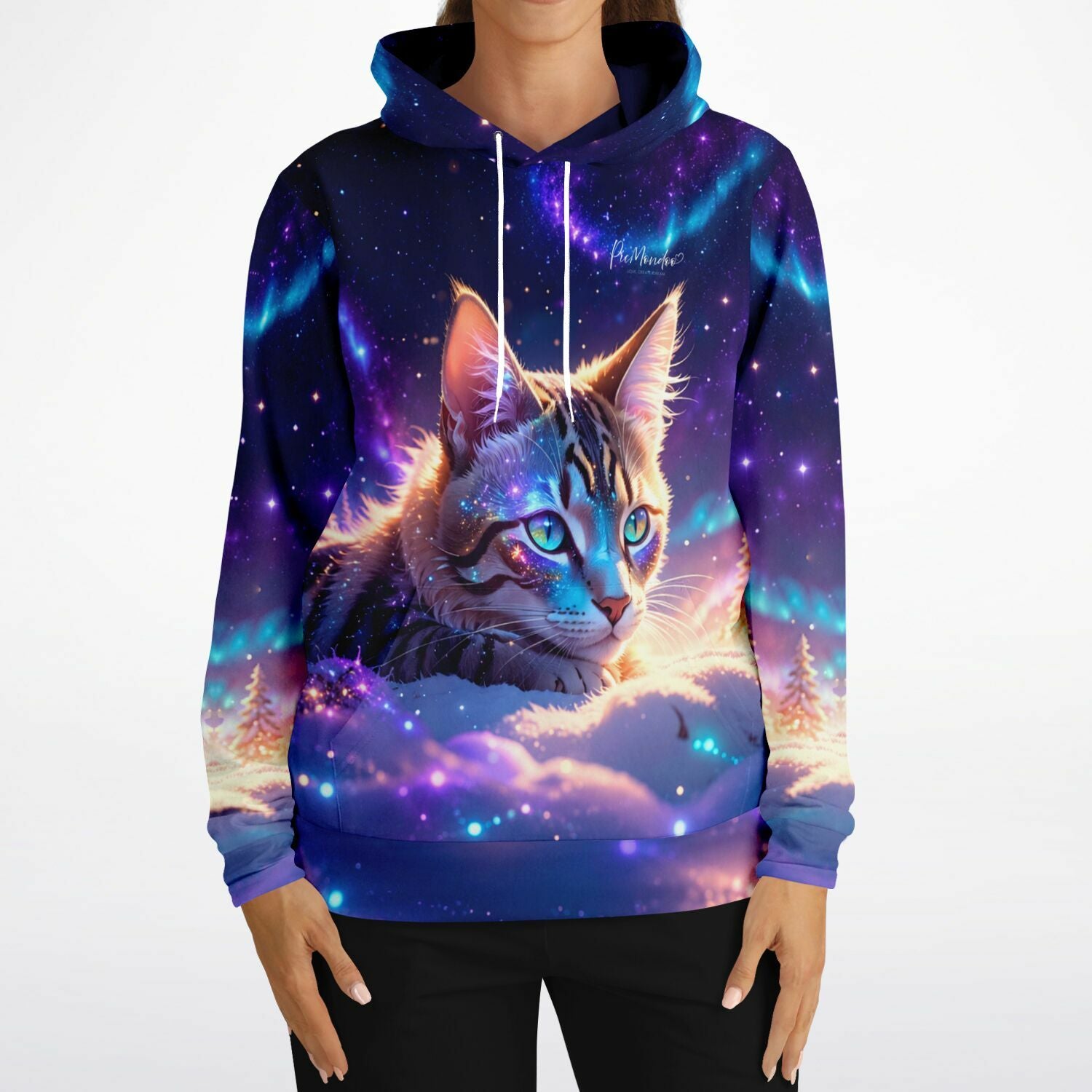 Dreamer Hoodie Samtpfote mit galaktischem Katzenmotiv im Stil beliebter Diamond Painting und Malen nach Zahlen Designs
