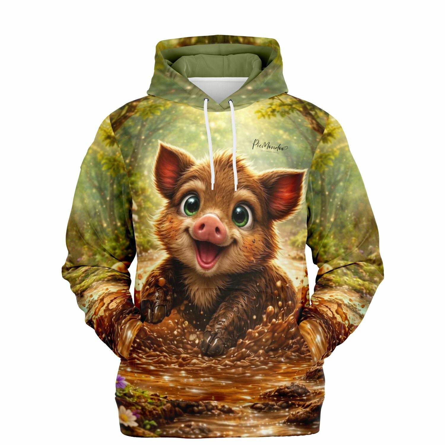 Dreamer Hoodie Pfützenglück mit niedlichem Wildschwein-Motiv, perfekt für Fans von Diamond Painting und kreativen Hobbys.