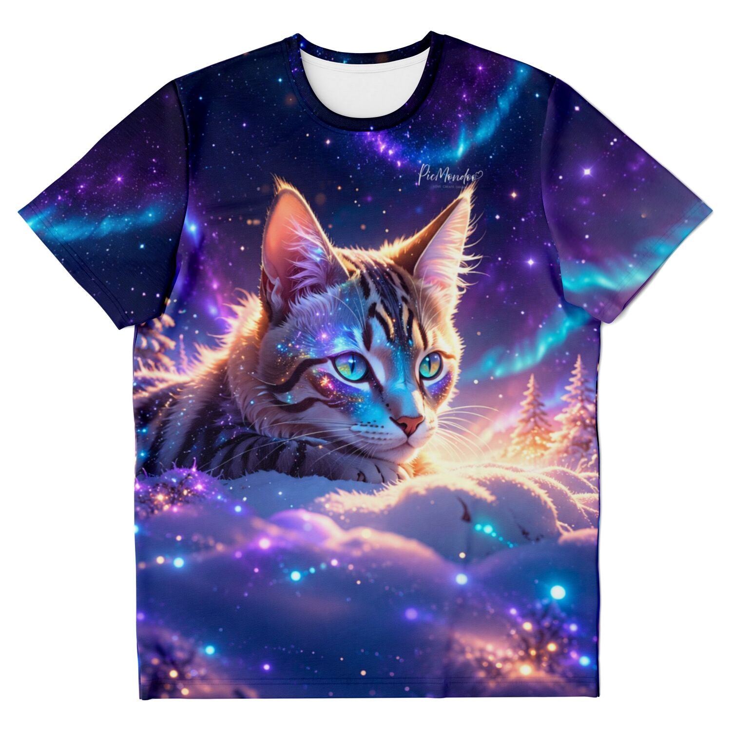 T-Shirt mit Samtpfote Motiv im Galaxie-Design - perfekt für Fans von Diamond Painting und kreativen Designs