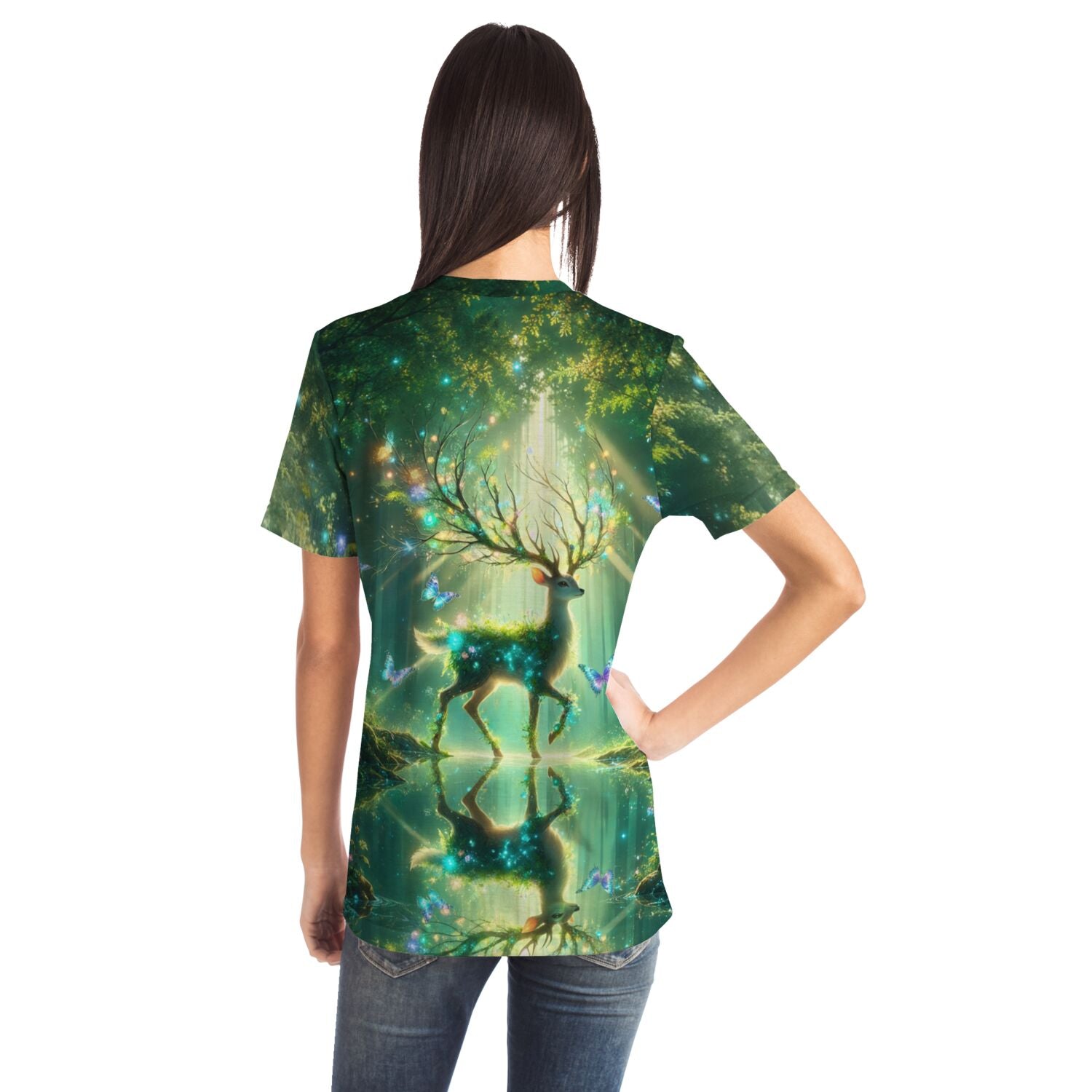 T-Shirt mit Hirsch-Motiv Wächter der Lichtung, ideal für Fans von Malen nach Zahlen und kreativen Diamond Painting Designs.