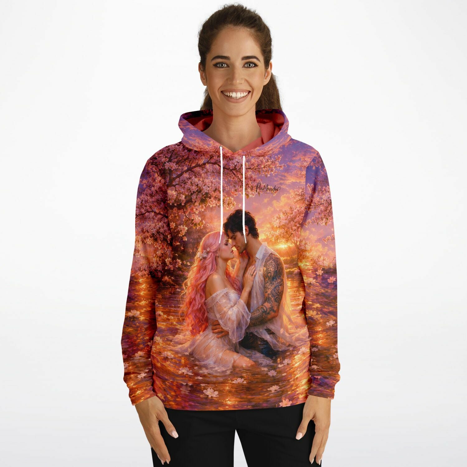Dreamer Hoodie mit romantischem Motiv: verliebtes Paar im Wasser, inspiriert von Diamond Painting und Malen nach Zahlen