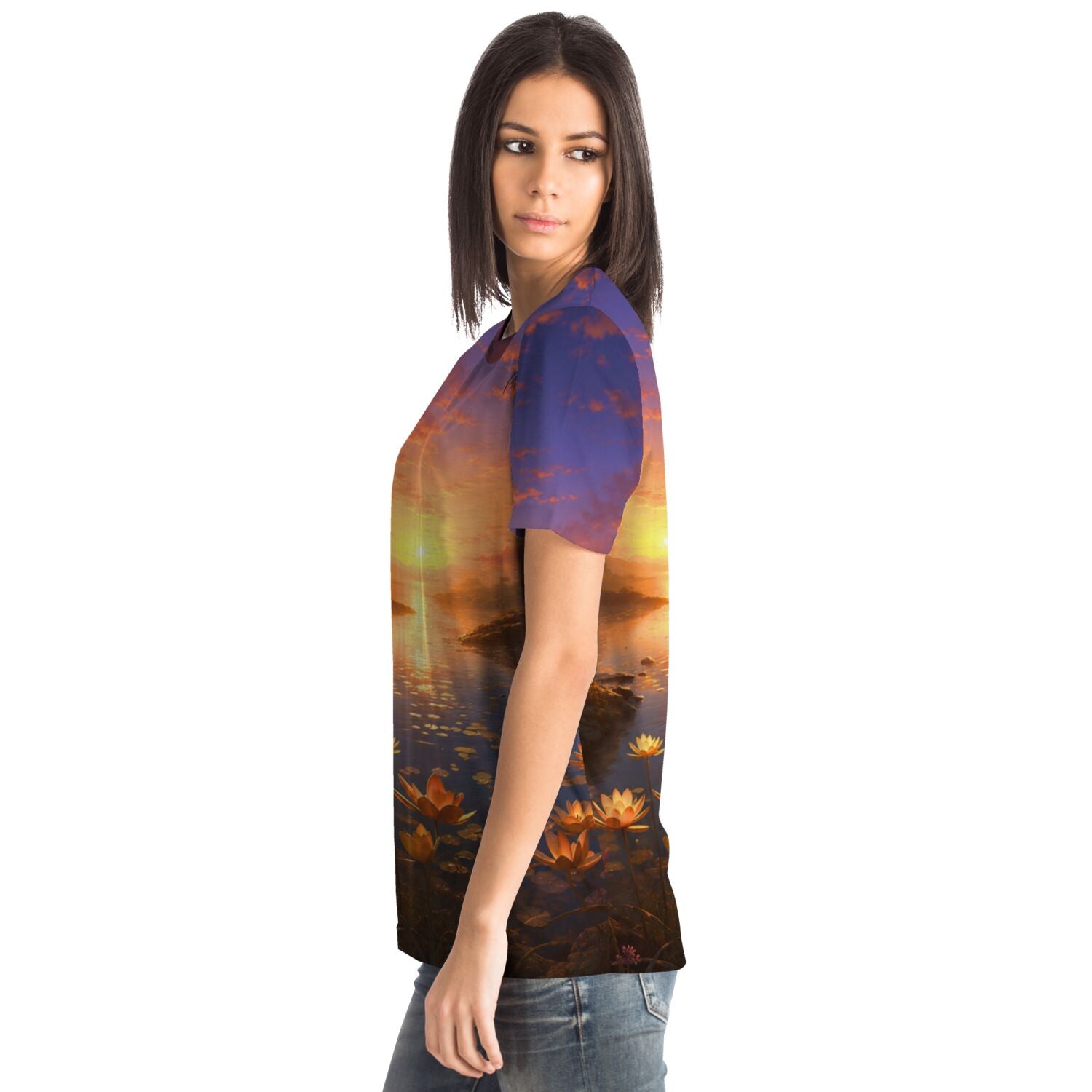 Dreamer T-Shirt mit künstlerischem Sonnenuntergangs-Motiv, inspiriert durch Diamond Painting Landschaften