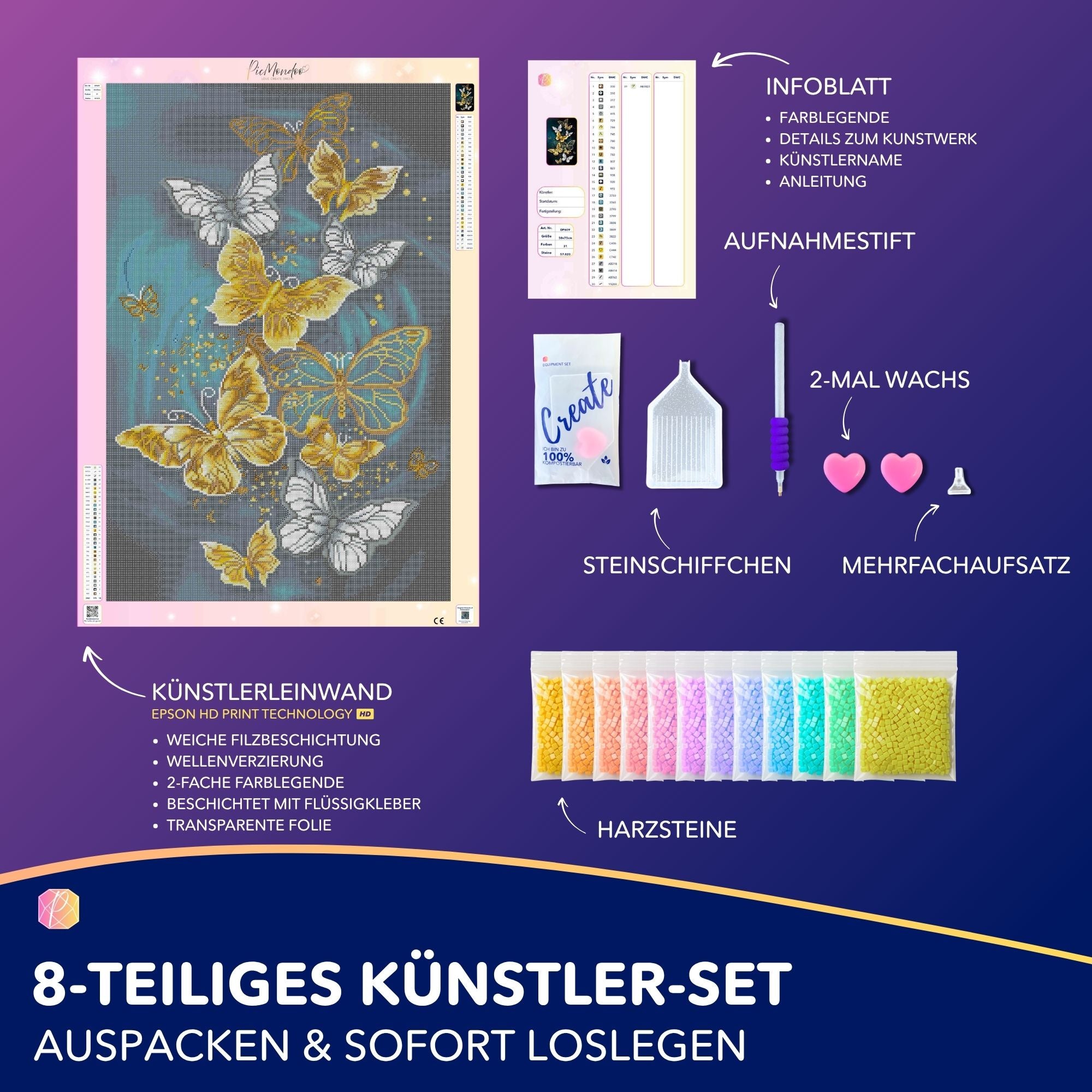 Diamond Painting Multi Special - Goldene Schmetterlinge