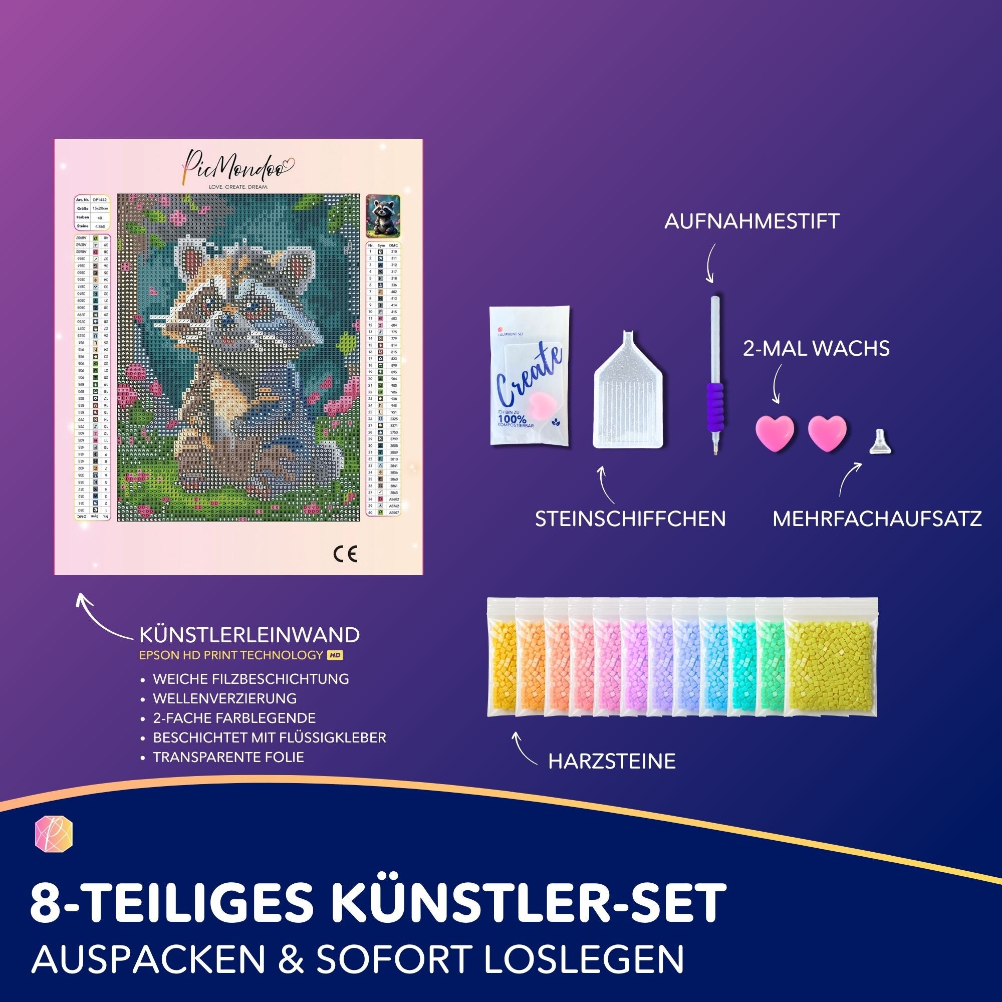Diamond Painting Mini - Waschbär Brownie