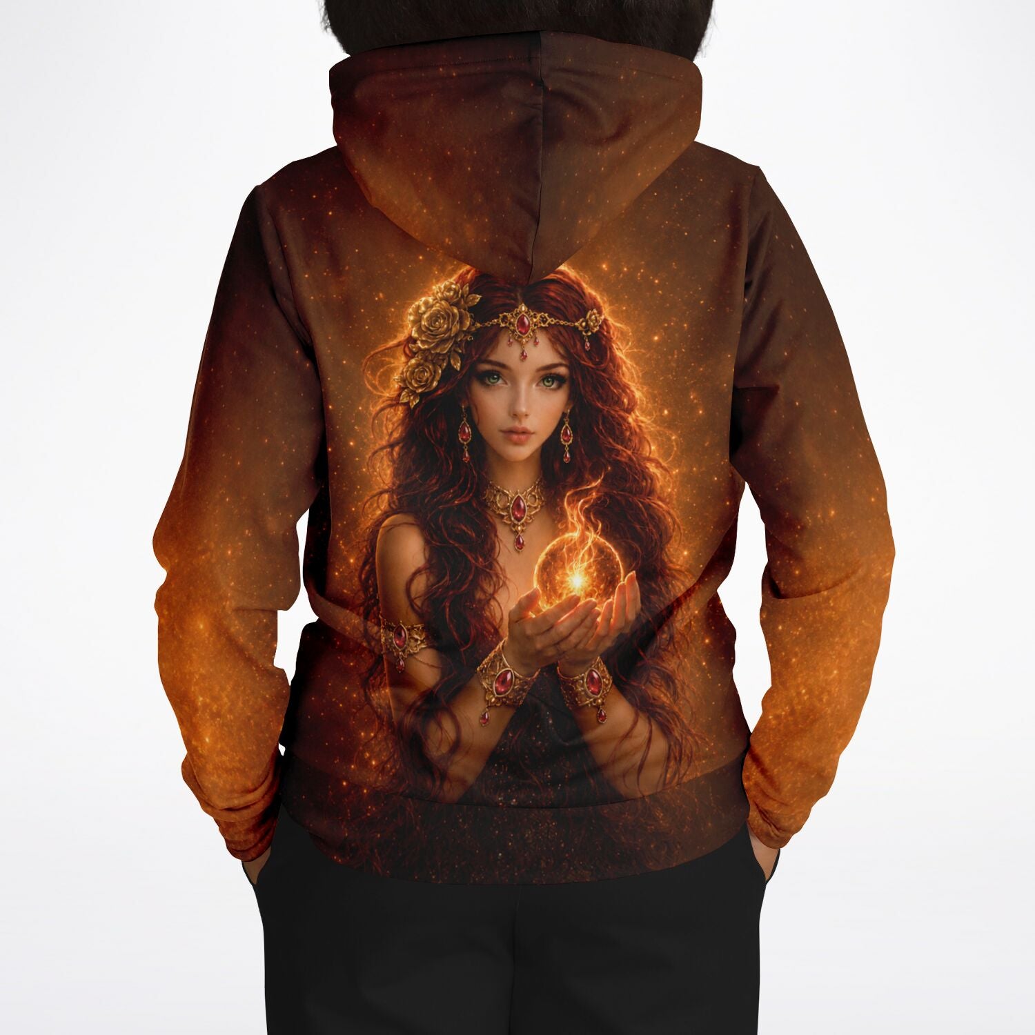 Dreamer Hoodie Göttin der Sonne mit leuchtendem Sonnen-Motiv im Stil von Diamond Painting und Malen nach Zahlen Kunst
