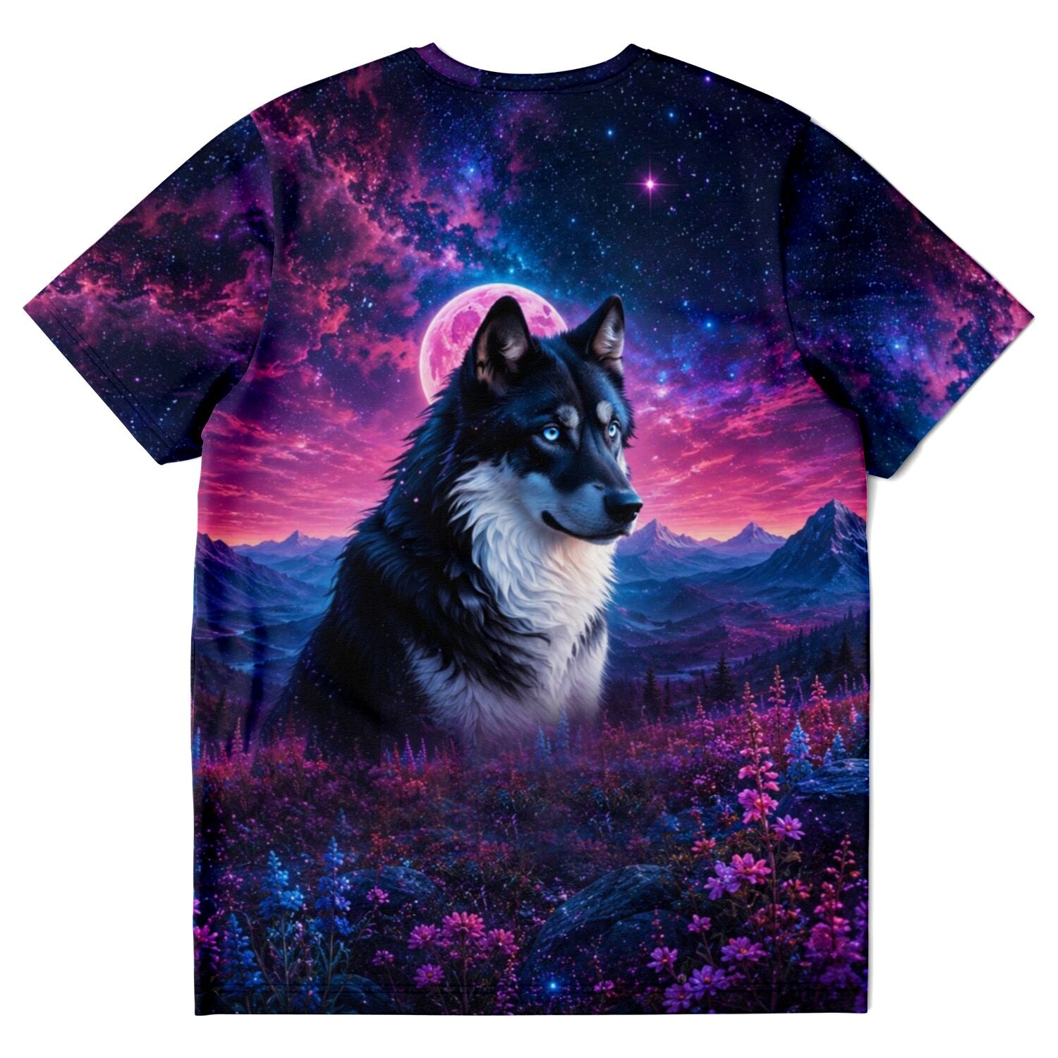 T-Shirt mit Wolf im Erdbeermond-Design, perfekt für Fans von Diamond Painting und Malen nach Zahlen Motiven
