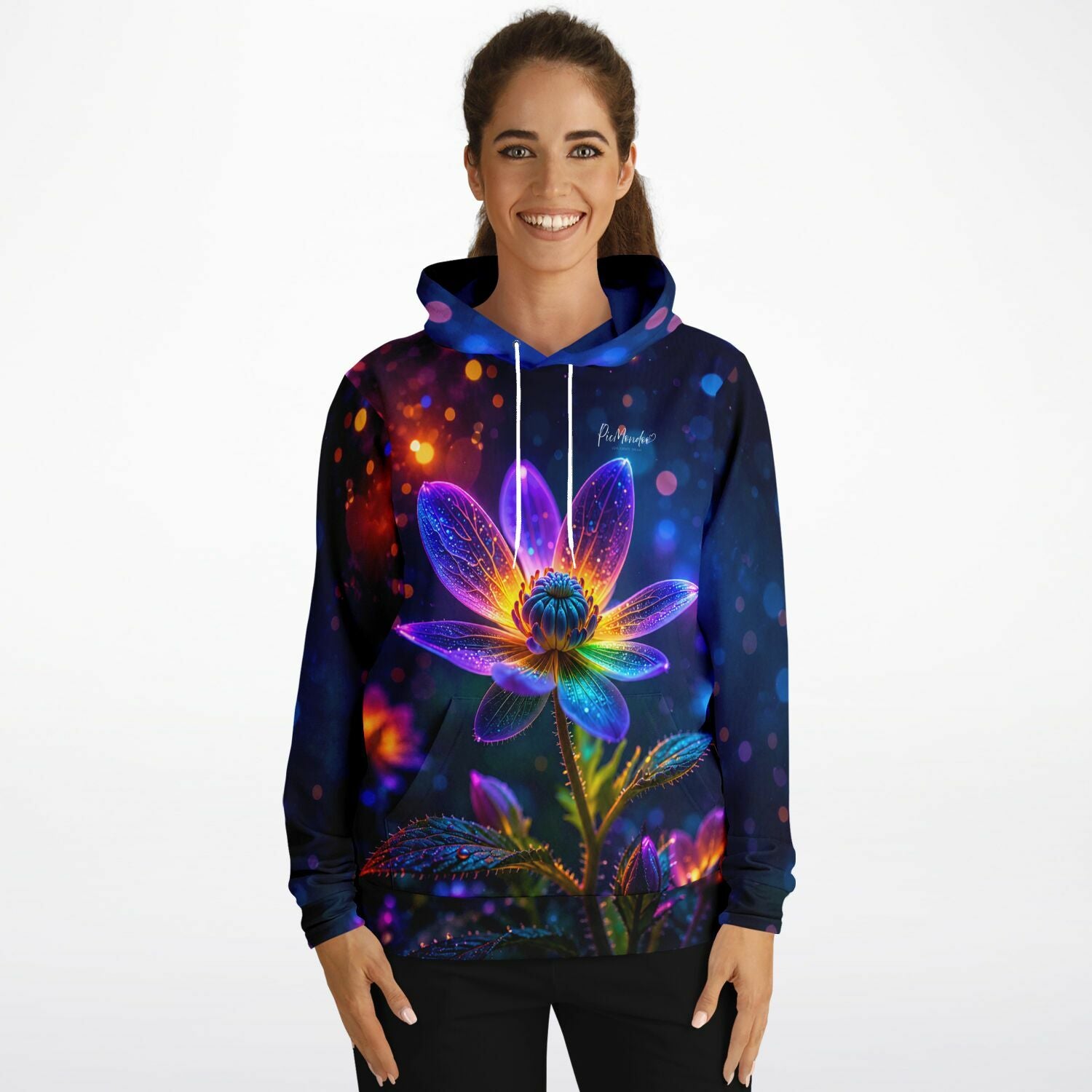 Dreamer Hoodie Im Kern des Lichts mit leuchtendem Blumenmotiv im Stil unserer Diamond Painting und Malen nach Zahlen Sets
