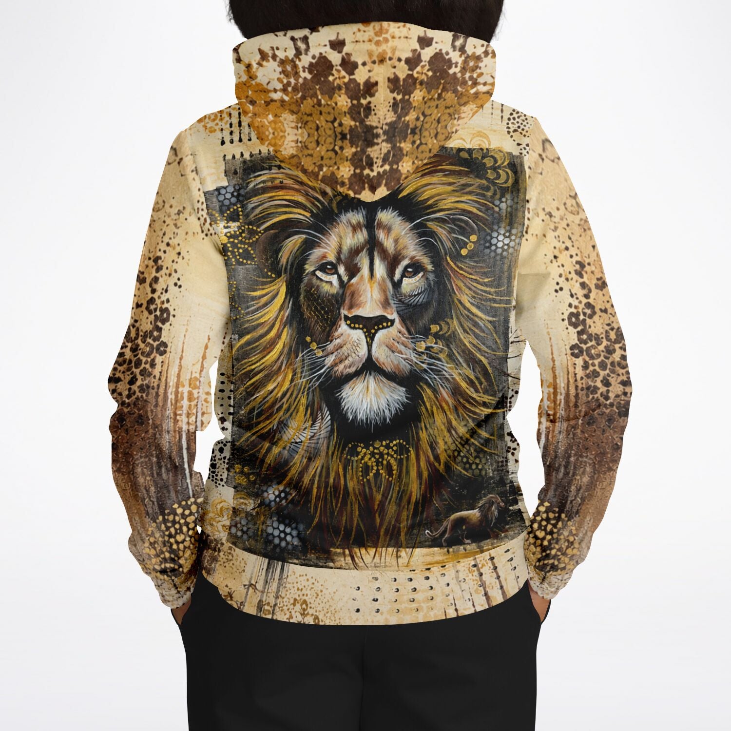 Dreamer Hoodie Erbe des Feuers mit artistichem Löwen Motiv, passend im Stil zu Malen nach Zahlen Kunstwerken.