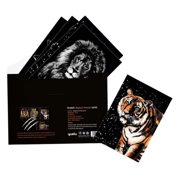 Scratch Painting - XL 4er Set Raubkatzen